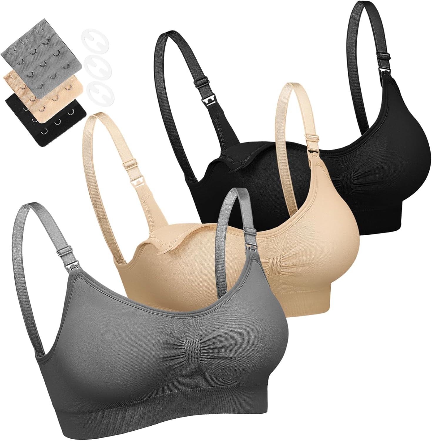 Baluue Nursing Bras for Breastfeeding Maternity Comfortable Moms Bras with Extenders Stylish Versatile Support for Nursing Moms Quick Release Clips for Easy Feeding image number 5