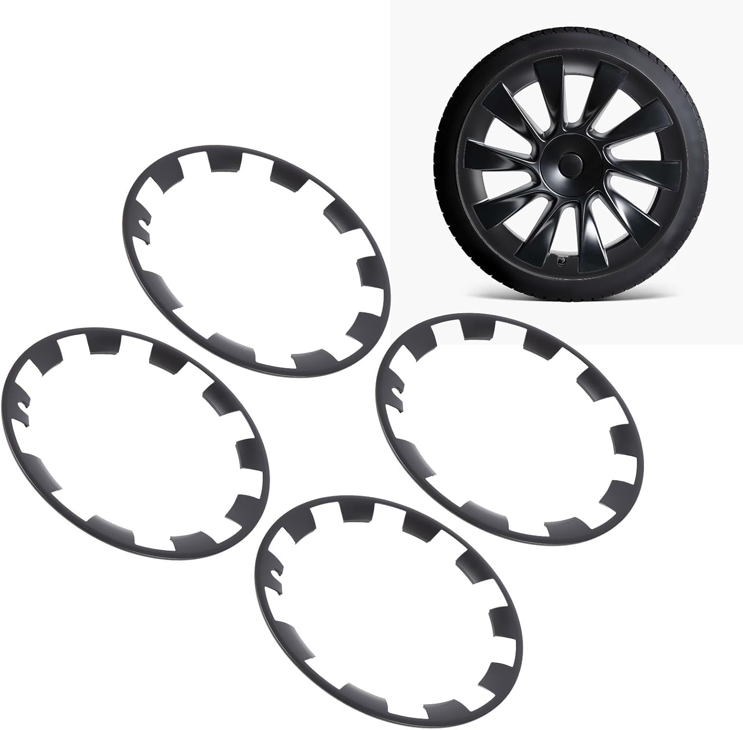 Wheel Rim Protector 20Inch, 4Pcs Hubcap Trim Ring Replacement with Soundproofing Cotton for Y 2020-2024, Car Wheel Protective Cover, Seamless Fit, Clip On image number 5