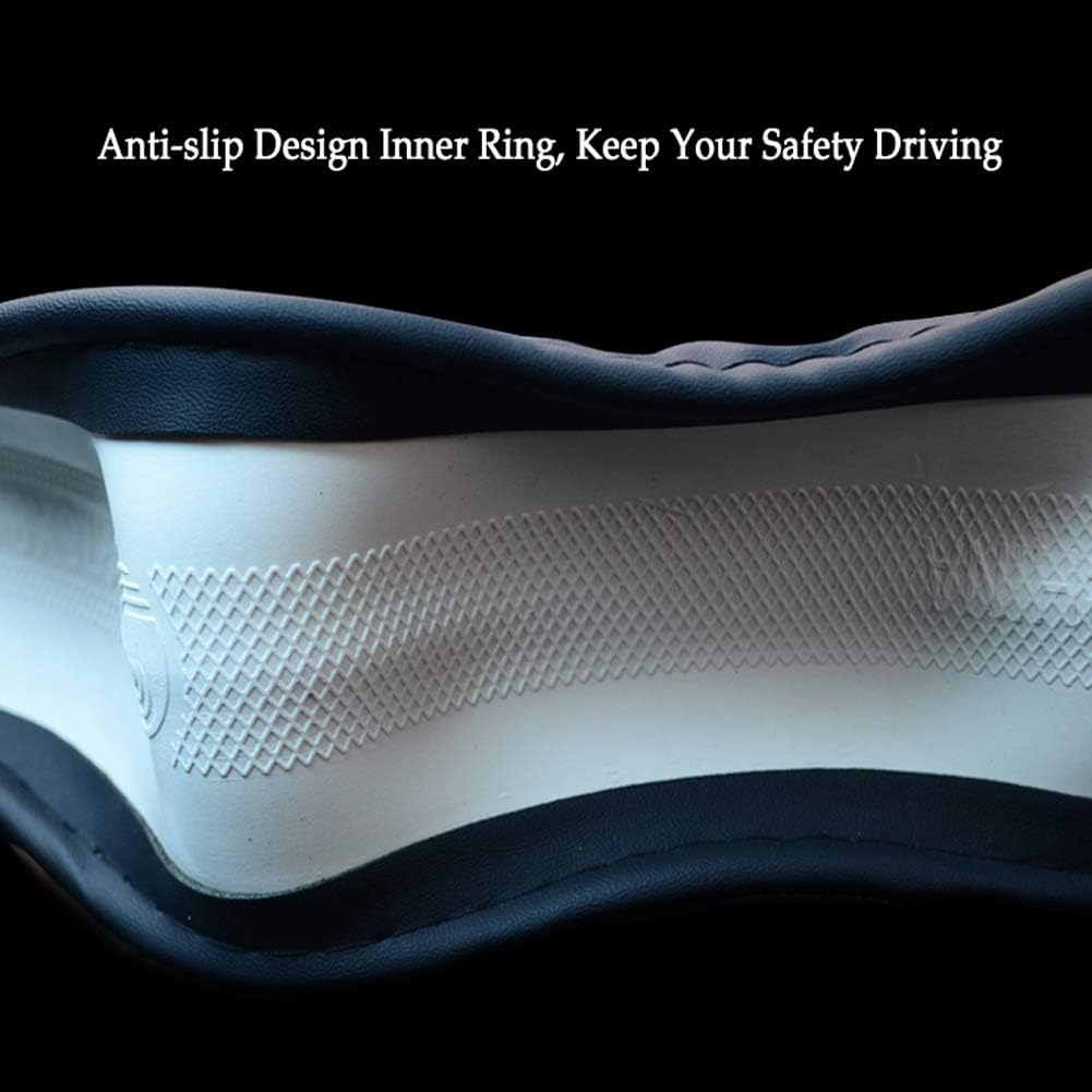 Valleycomfy Car Steering Wheel Covers 37-39 Cm Steering Wheel Cover Faux Leather Universal Breathable Anti-Slip & Odour-Free Black with Blue Line - Black image number 4