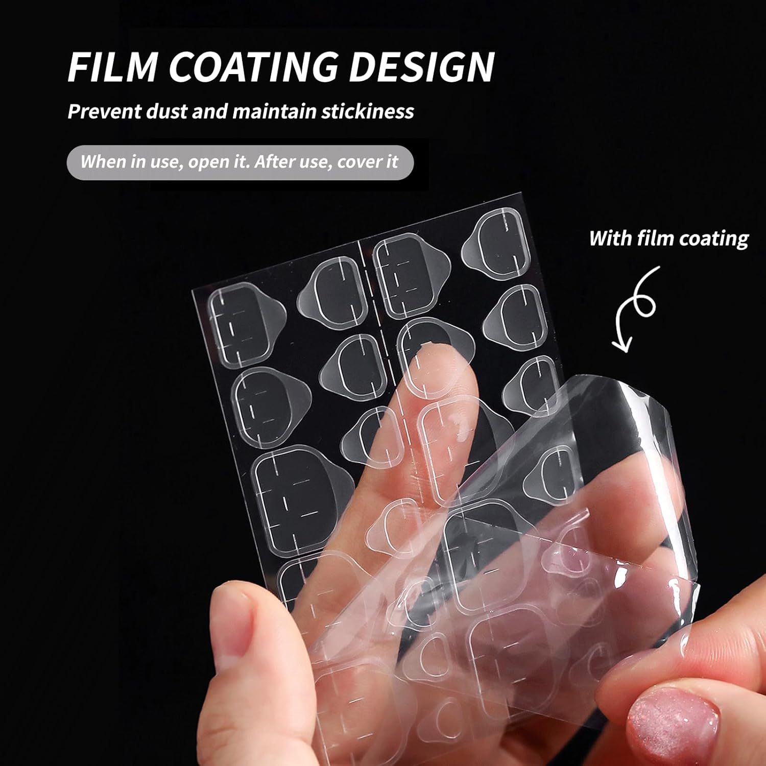 40 Sheets Transparent Nail Adhesive Tabs, Super Sticky Transparent Flexible for Manicure，Waterproof Breathable Jelly Double Sided Adhesive Tabs(960 Pieces) image number 1