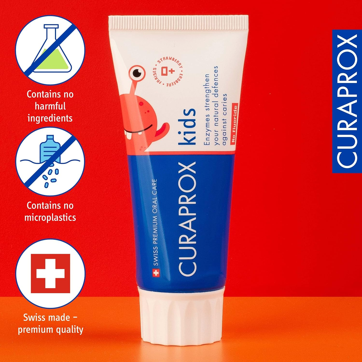 Curaprox Kids Toothpaste, Strawberry Flavor, 0 Ppm, 60Ml image number 4
