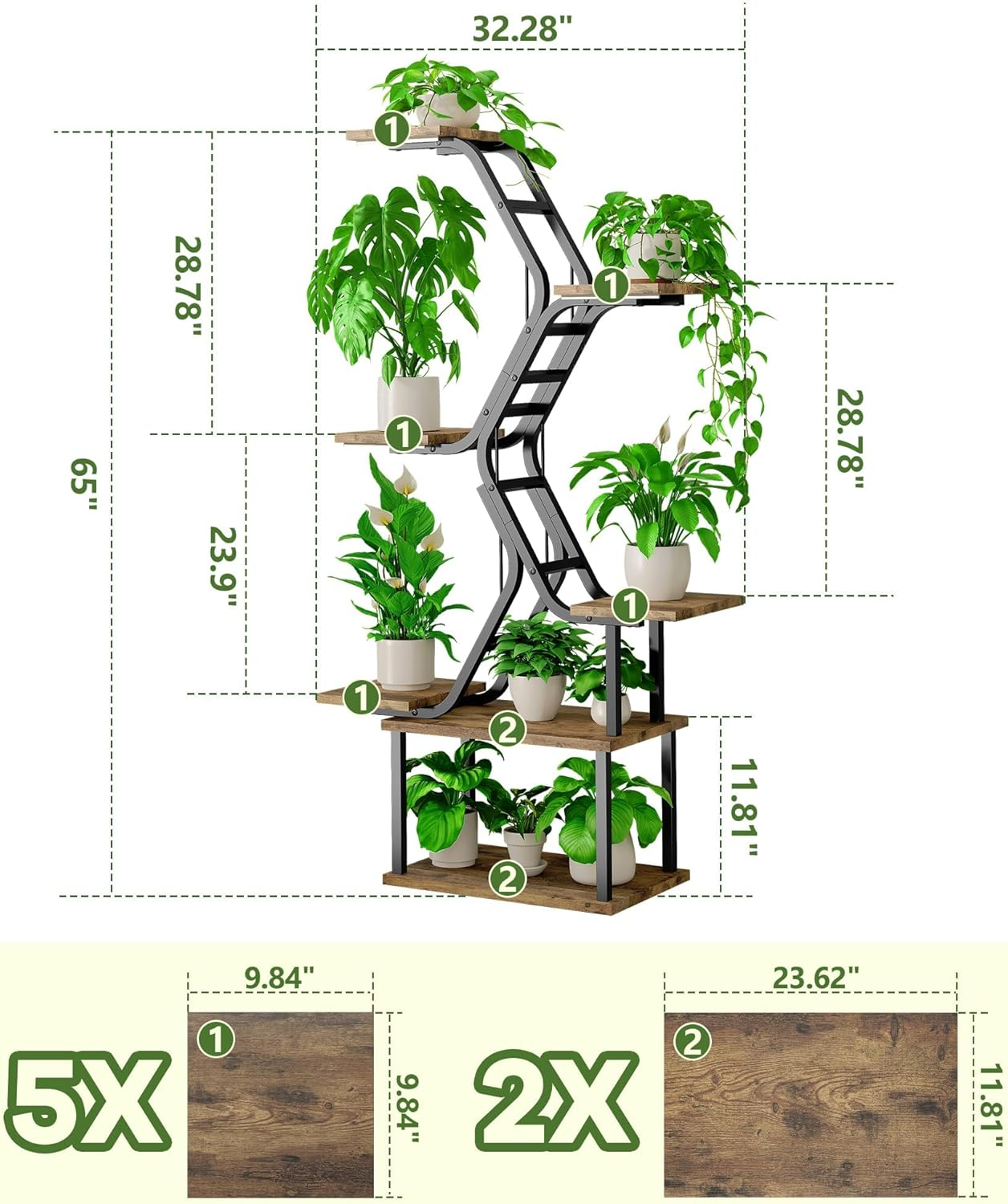 Plant Stand Indoor with Grow Lights：8 Tiered Indoor Plant Shelf, 170Cm Tall Plant Stand for Indoor Plants Multiple image number 1