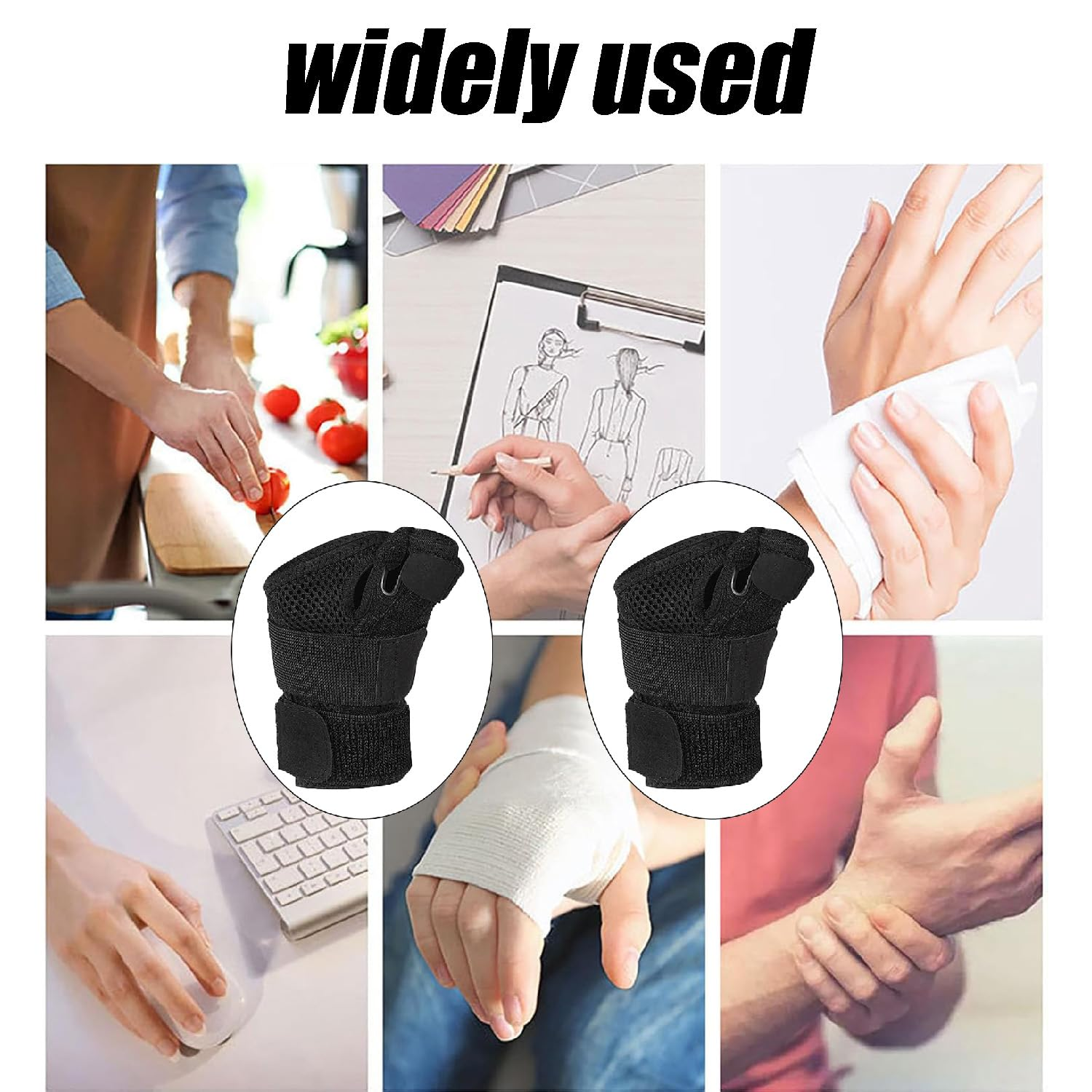 Wzenclave Thumb Splint with Wrist Brace Reversible Thumb Splint Arthritis Pain and Support Sprains Tendonitis Relief Adjustable Thumb Stabilizer Suitable for Both Men and Women'S Left and Right Hands - Black image number 3