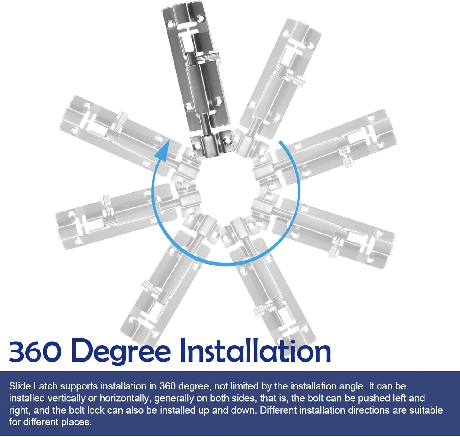 LDEXIN 4Pcs Barrel Bolt Latch 5 Inch Slide Latch Lock, Heavy Duty Solid Thicken Steel Sliding Lock for Door, Keep You Safe and Private image number 6
