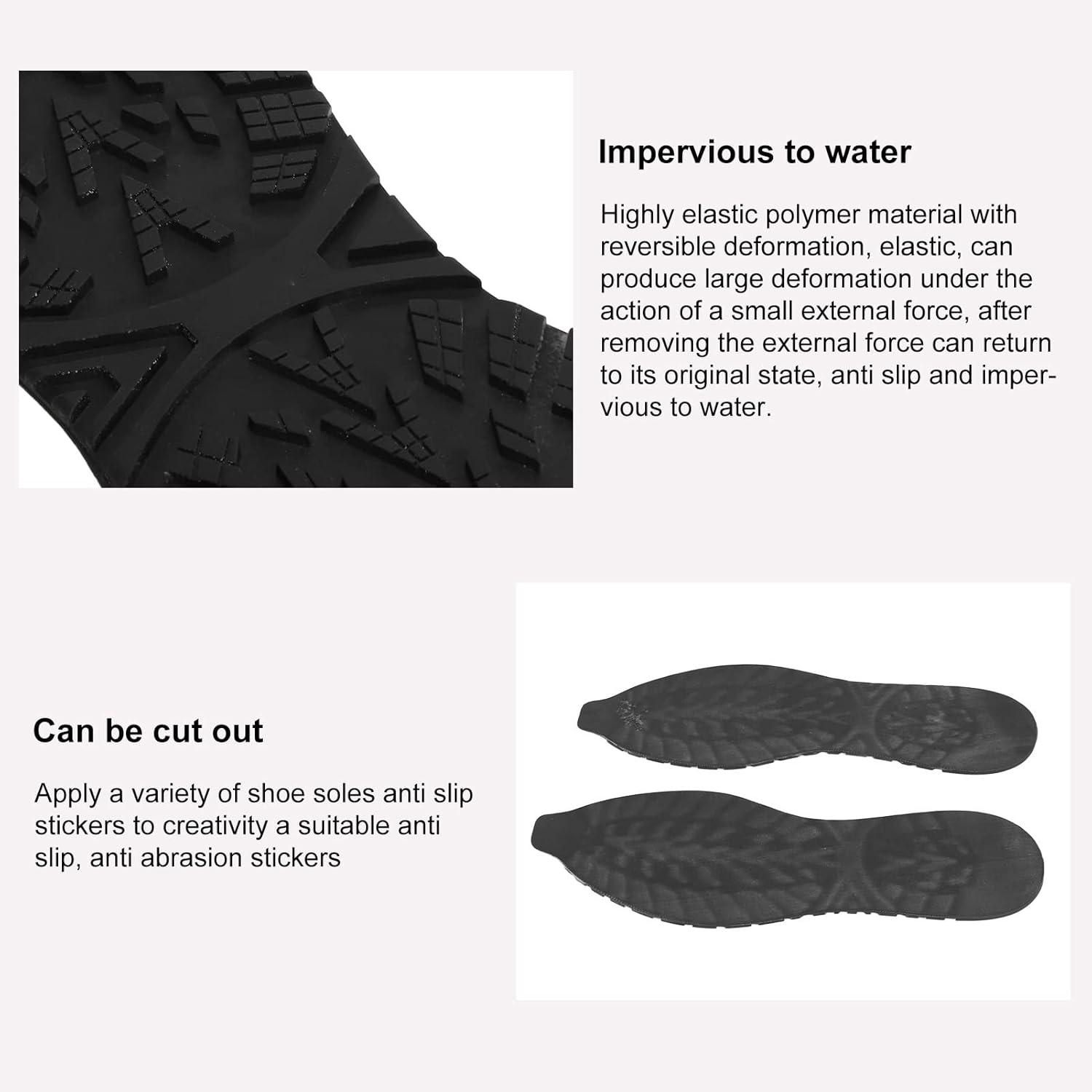 Shoe Sole Repair, Rubber Soles for Bottom of Shoes, Cuttable Elasticity Skid Full Soles Rubber Replacement DIY Repair for Sneaker, Shock Absorption Rubber Soles (41-44) - Black image number 4