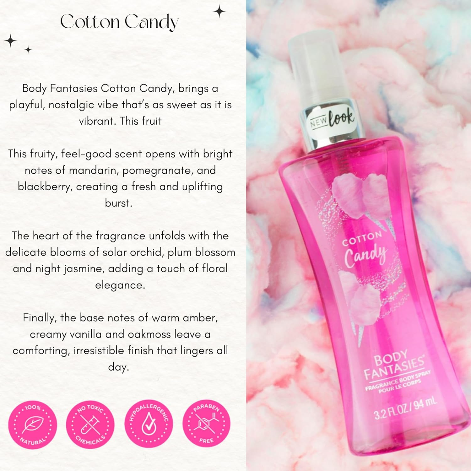 Body Fantasies Cotton Candy 94Ml Body Spray (Pack of 2) image number 1