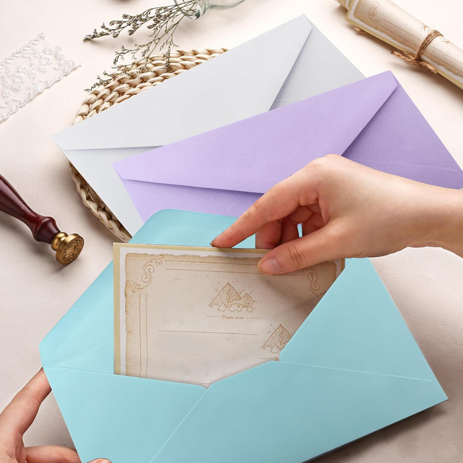 VANRA 150 PCS Colorful Envelopes #10 Business Envelopes Bulk with V Flap for Office Checks, Letter Mailing Invoices, Party Invitations, 4.13 X 9.49 in (15 Assorted Colors) image number 3