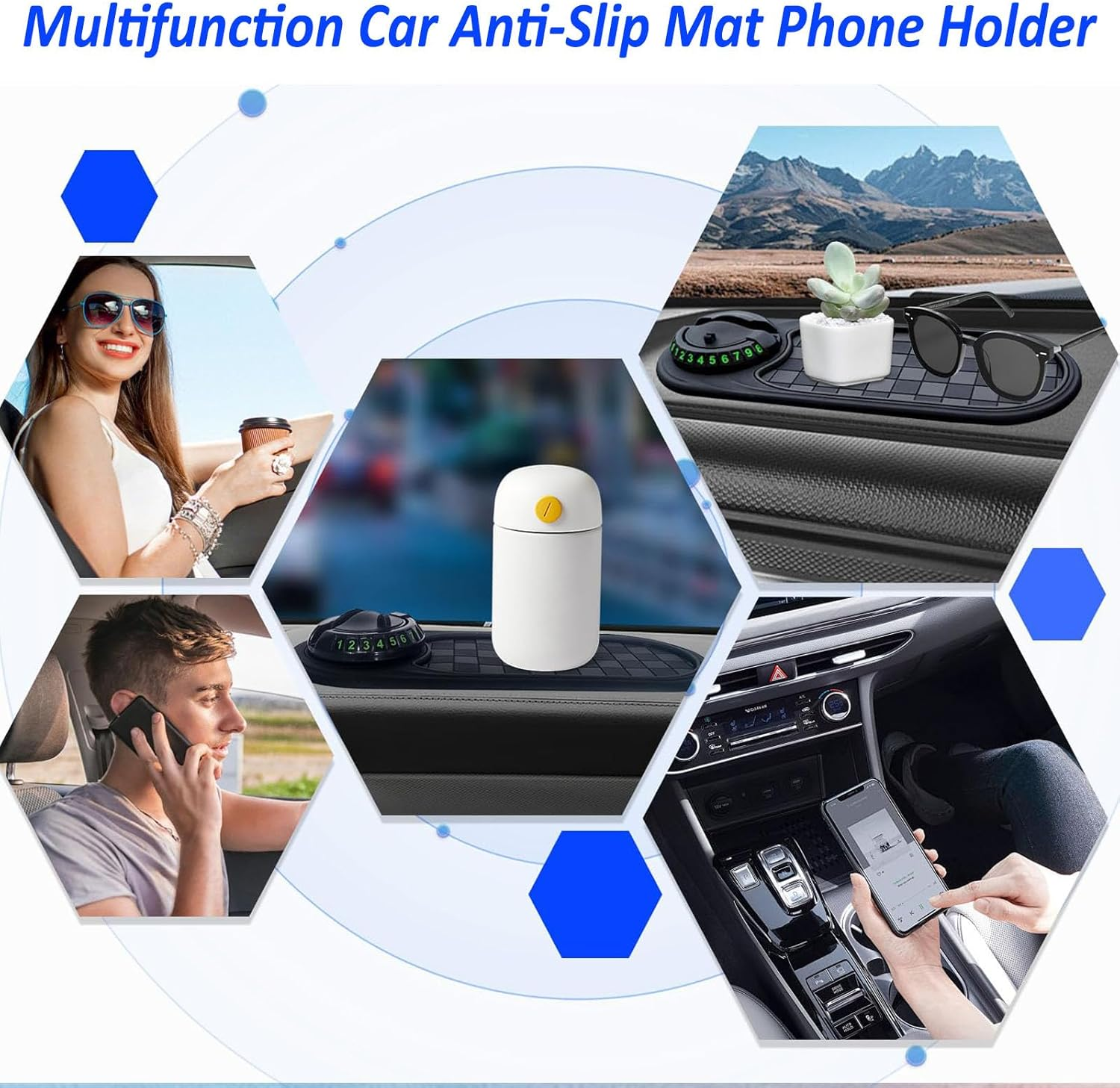 4-In-1 Multifunction Car Anti-Slip Mat with 360&deg; Rotatable Phone Holder, Hidden Parking Number, Dashboard Pad for Sunglasses, Keys, Coins, Gadgets image number 6
