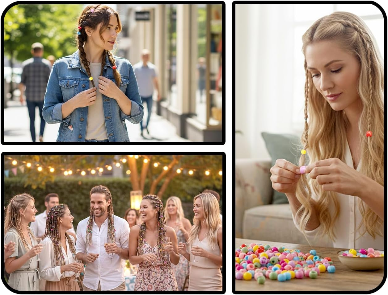 KAPSING Pack of 100 Colourful Hair Beads for Clips, Plastic Beads, Hair for Hair Accessories, Girls, Children image number 1