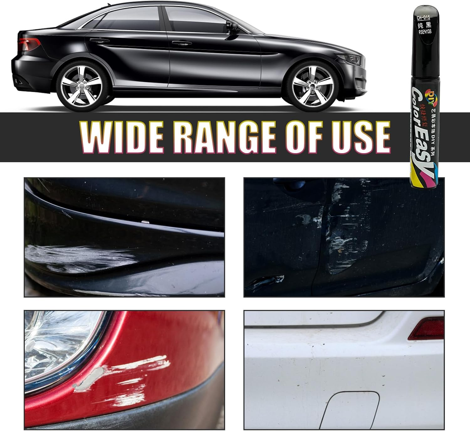 Black Touch up Paint Pen 2 Pack, Car Scratch Remover for Automotive Vehicles, Waterproof Paint Repair Kit for Cars Bikes Motorcycles, 11.5 Cm image number 5