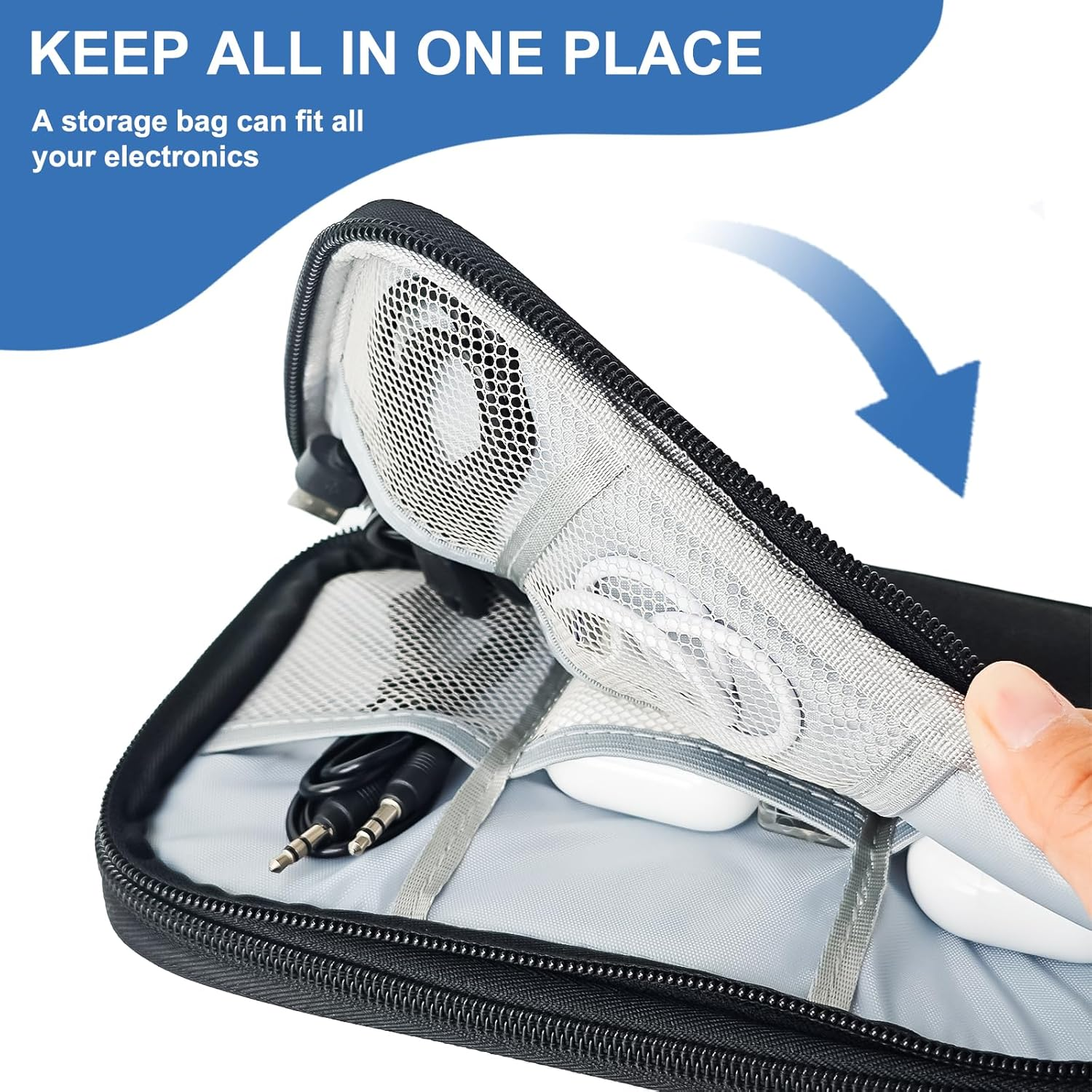 Electronic Organizer Travel Case,Charger Organizer,Cable Organizer Case,Hard Case,Tech Travel Organizer for Cord,Phone,Sd Card,Power Bank,Earphone,21" L X 12.5" W X 6" H image number 4