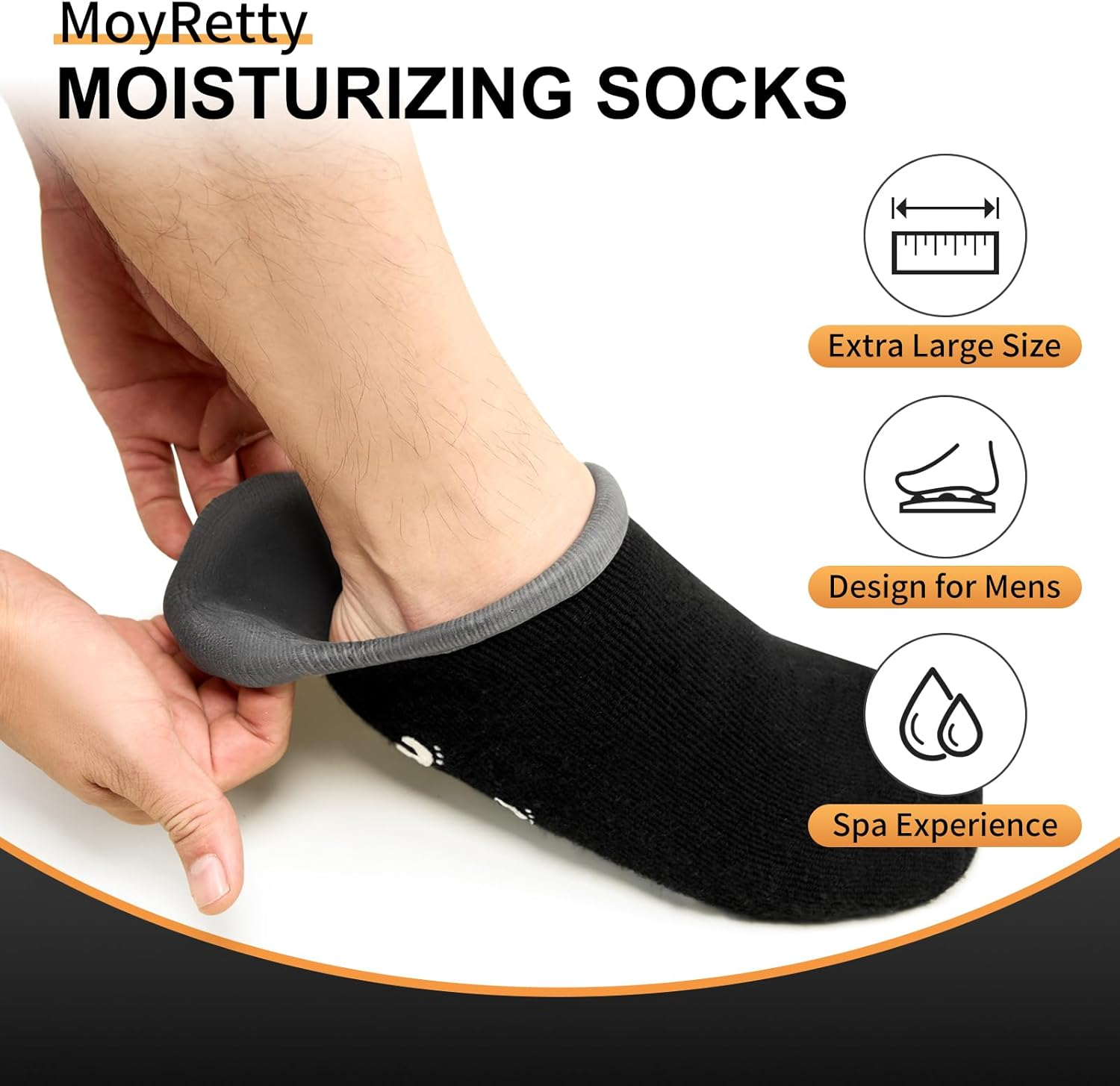Moisturizing Silicone Socks for Men - Large Size, Ultimate Aloe-Infused Gel for Home Use - Say Goodbye to Dry Cracked Feet Black image number 6