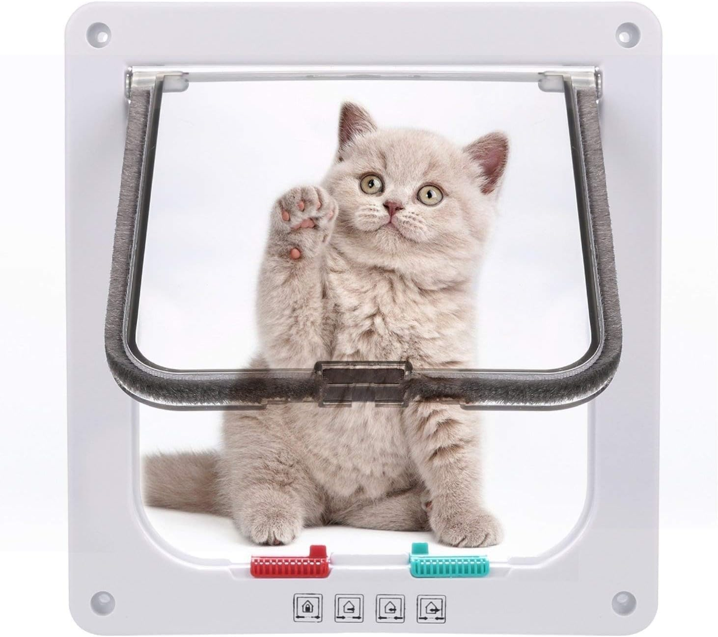 Sailnovo Cat Flap 4 Way Magnetic Closure for Cats, Small Dogs 19 X 20 X 2 Cm Dog/Cat Door/Pet Flap, Easy to Install with Telescopic Frame