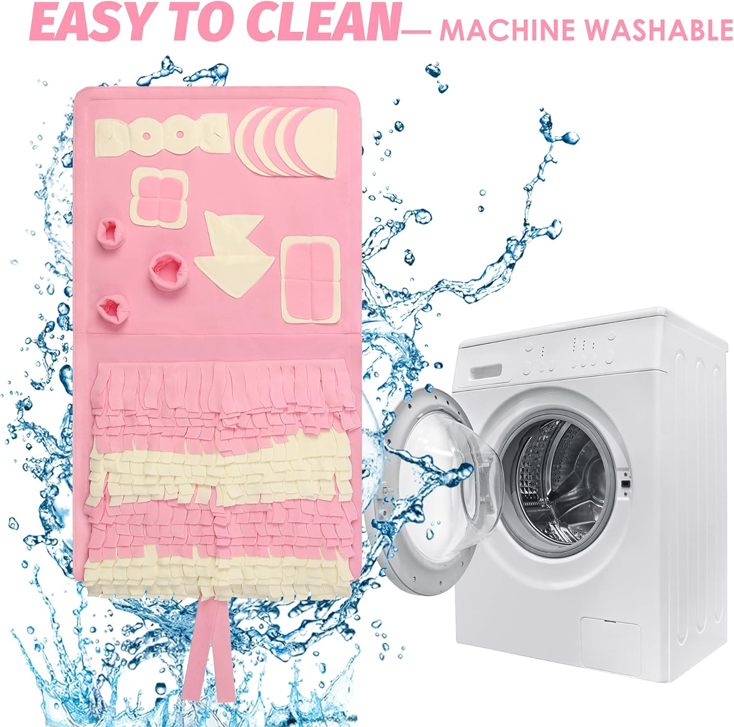 Stellaire Chern Snuffle Mat for Small Large Dogs Nosework Feeding Mat (23.6" X 39.4") Easy to Fill and Machine Washable Training Mats Pet Activity/Toy/Play Mat, Great for Stress Release - M & Pink