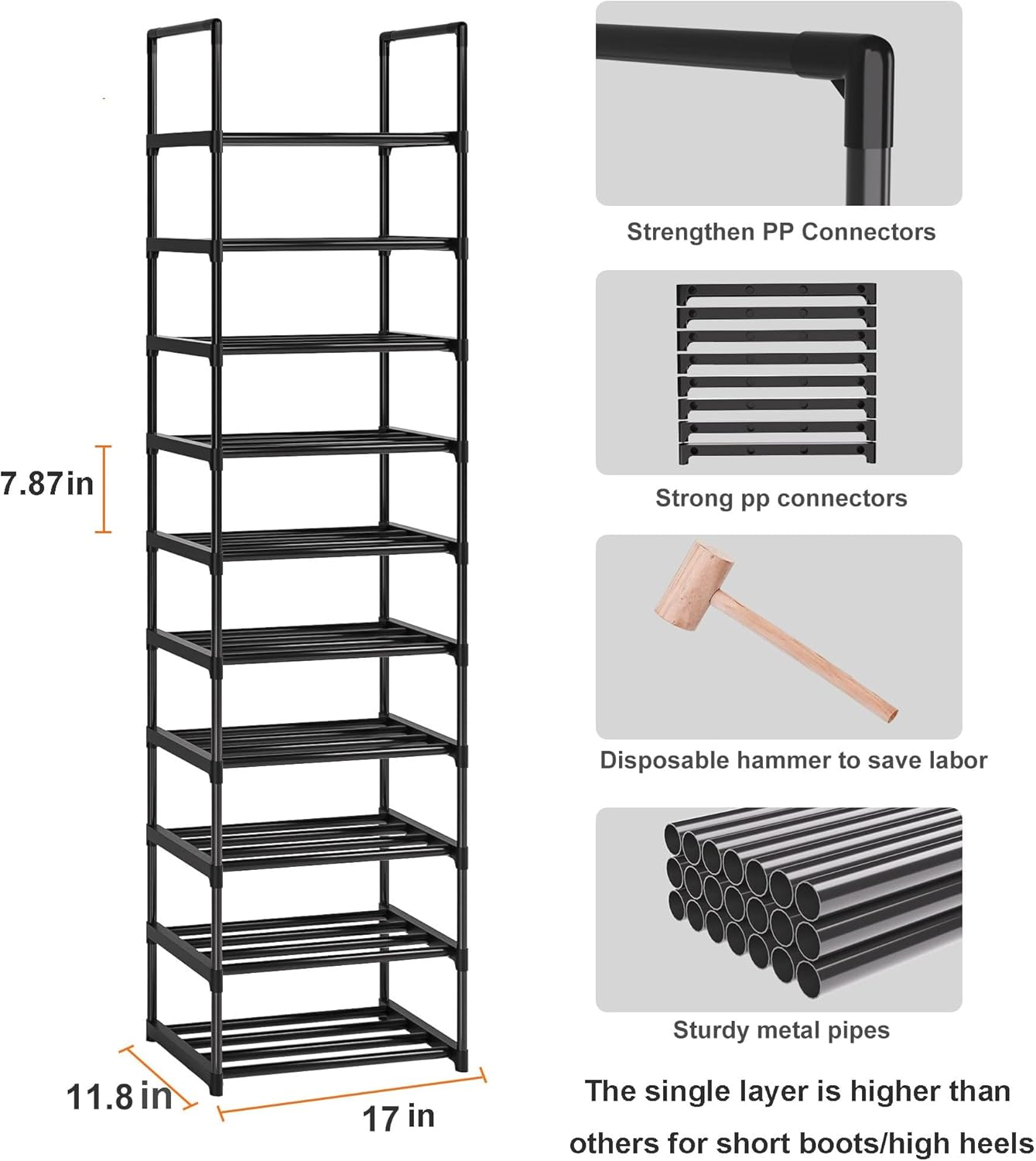 OYREL Shoe Rack, Sturdy Metal Shoe Storage, Narrow Shoe Rack,Shoe Shelf, Shoe Racks for Closets image number 1
