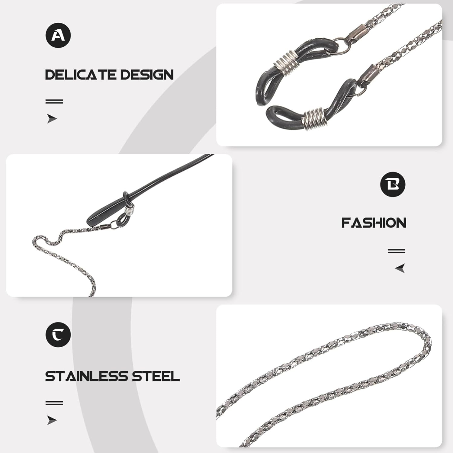 GALPADA Fashionable Eyeglass Chain for Women Stainless Steel Glasses Holder Secure Fastening Stylish Sunglasses Strap for Active Lifestyles and Everyday Use image number 4