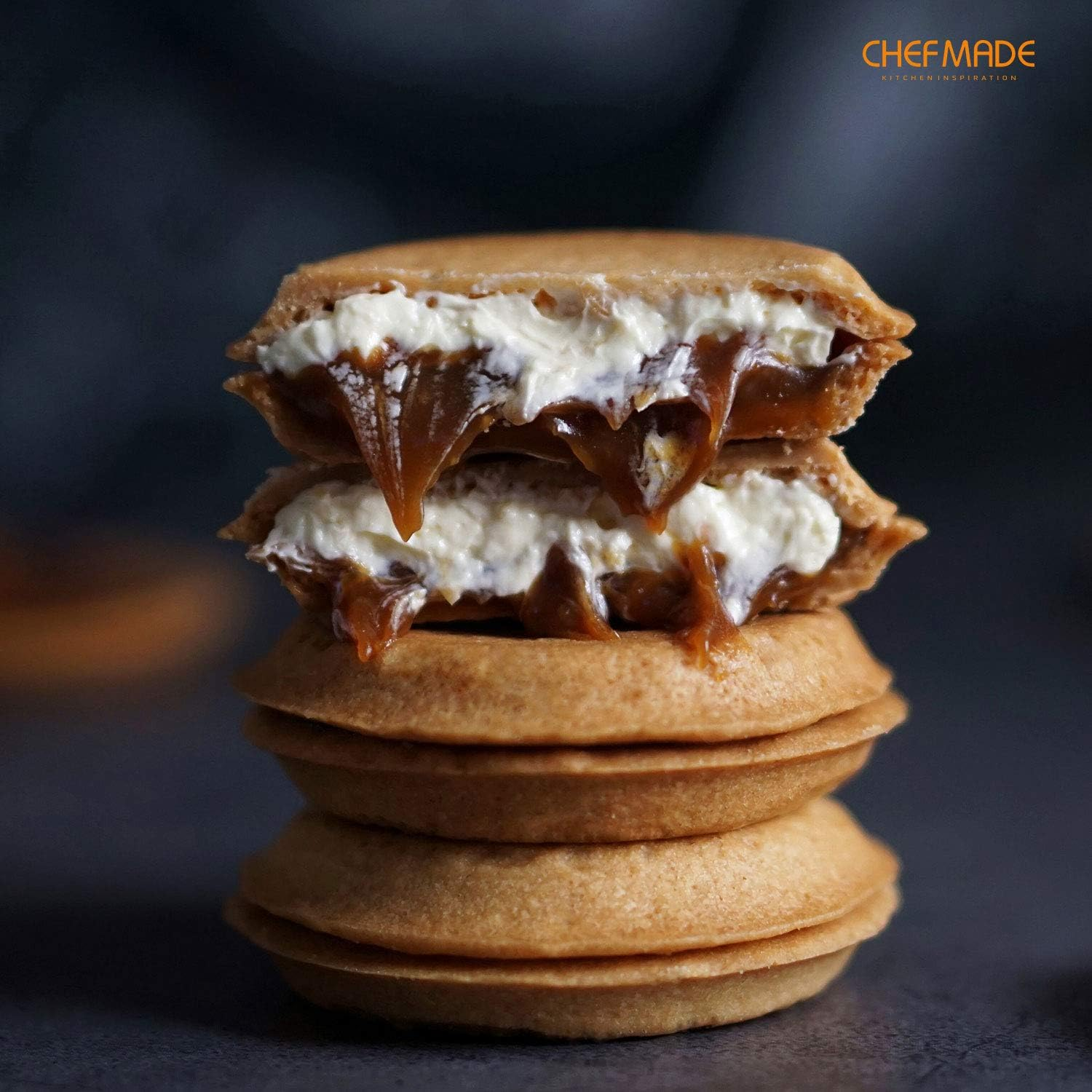 CHEFMADE Whoopie Cake Pan, 12-Cavity Non-Stick Muffin Pan Whoopie Cookie Biscuit Bakeware for Oven Baking (Champagne Gold) image number 6