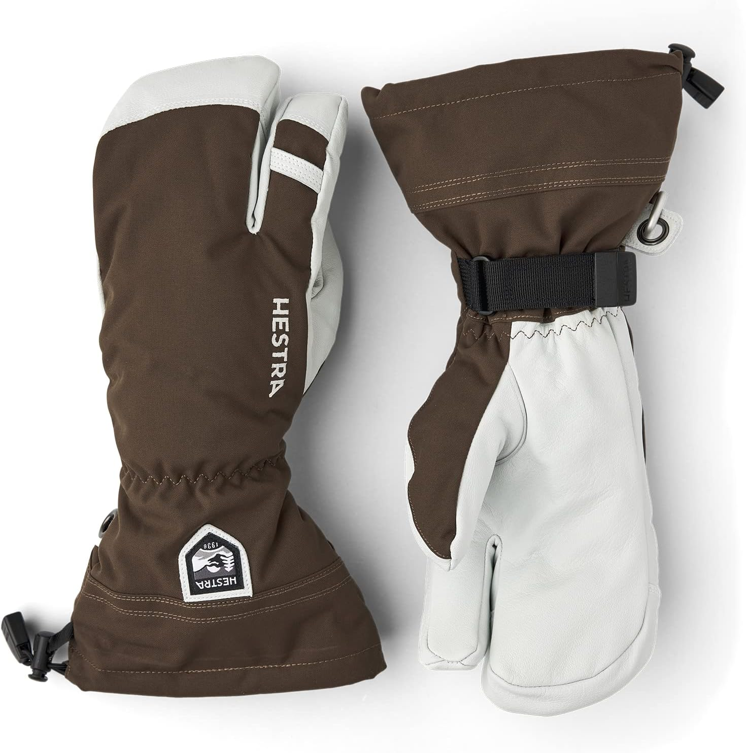 Hestra Hestra Mens and Womes Ski Gloves: Army Leather 3-Finger Winter Mitten