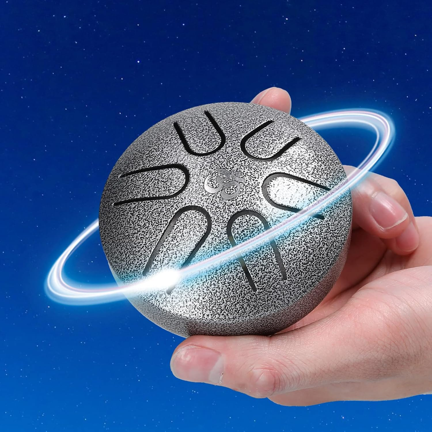 3 Inch 6-Tone Steel Tongue Drum Hand Pan Drums with Drumsticks Percussion Musical Instruments image number 6