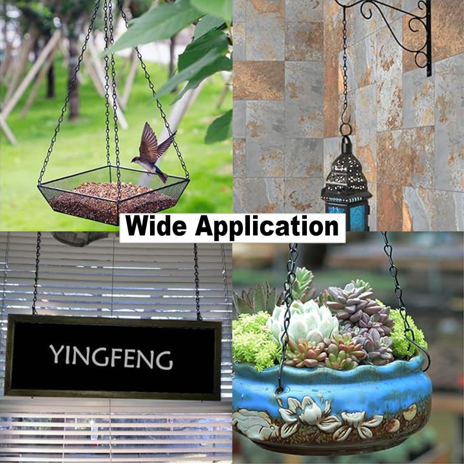 Yharnamite 18 Pcs Hanging Chains, 10 Inch Metal Chains with Hooks Clips, Garden Plant Hangers, Outdoor Hanging Basket Chain for Bird Feeders, Billboards, Wind Chimes, Planters Lanterns and Ornaments image number 4