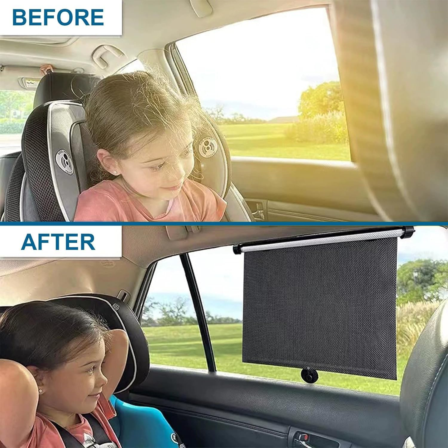 Car Window Shades,2 Pack Window Shade for Baby in Cars,Retractable Car Window Shade for Baby,Side Window Sun Shade Effectively Block UV Rays and Harsh Sunlight(15.7"X18.5") image number 4