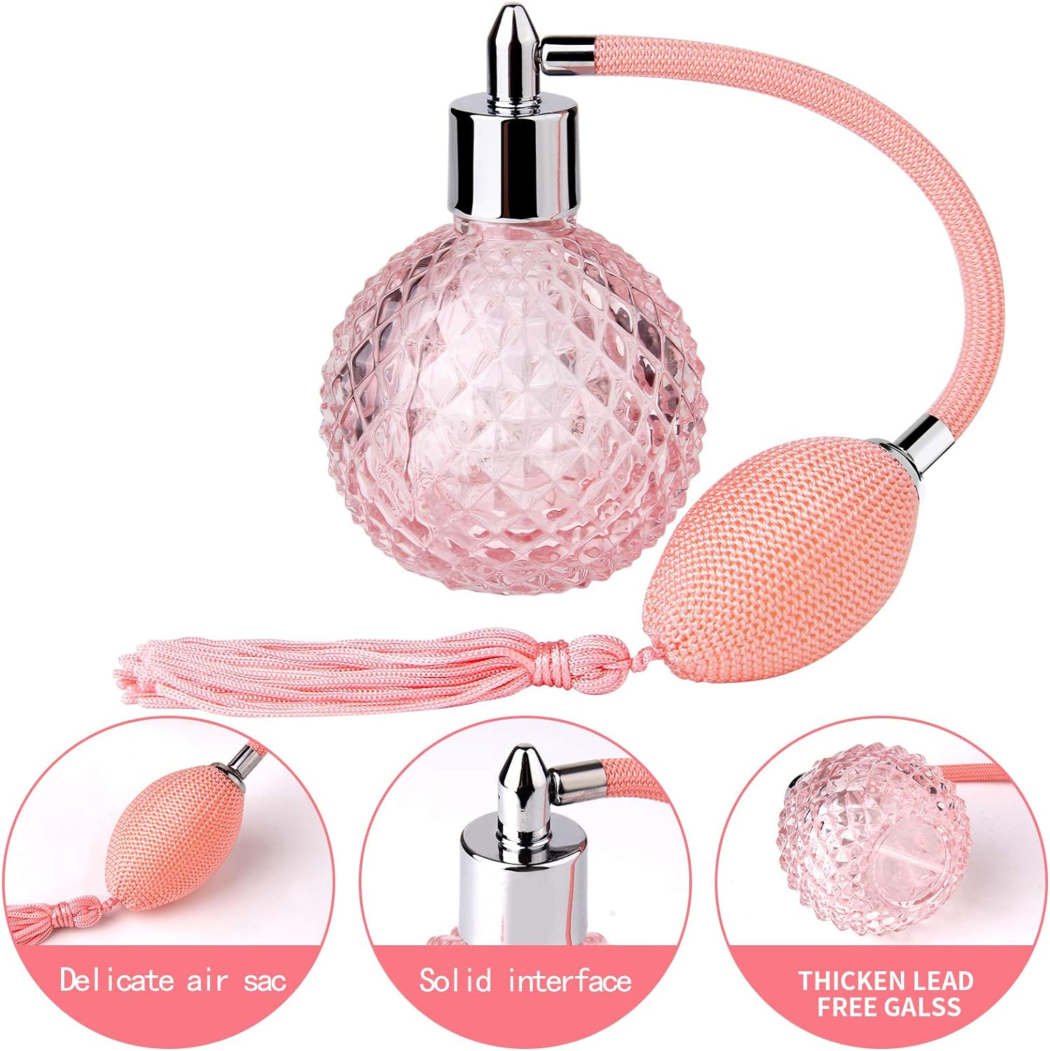 Lamoutor Vintage Perfume Spray Bottle 100Ml Pink Vintage Refillable Perfume Bottle with Long Tassel - Purple image number 2