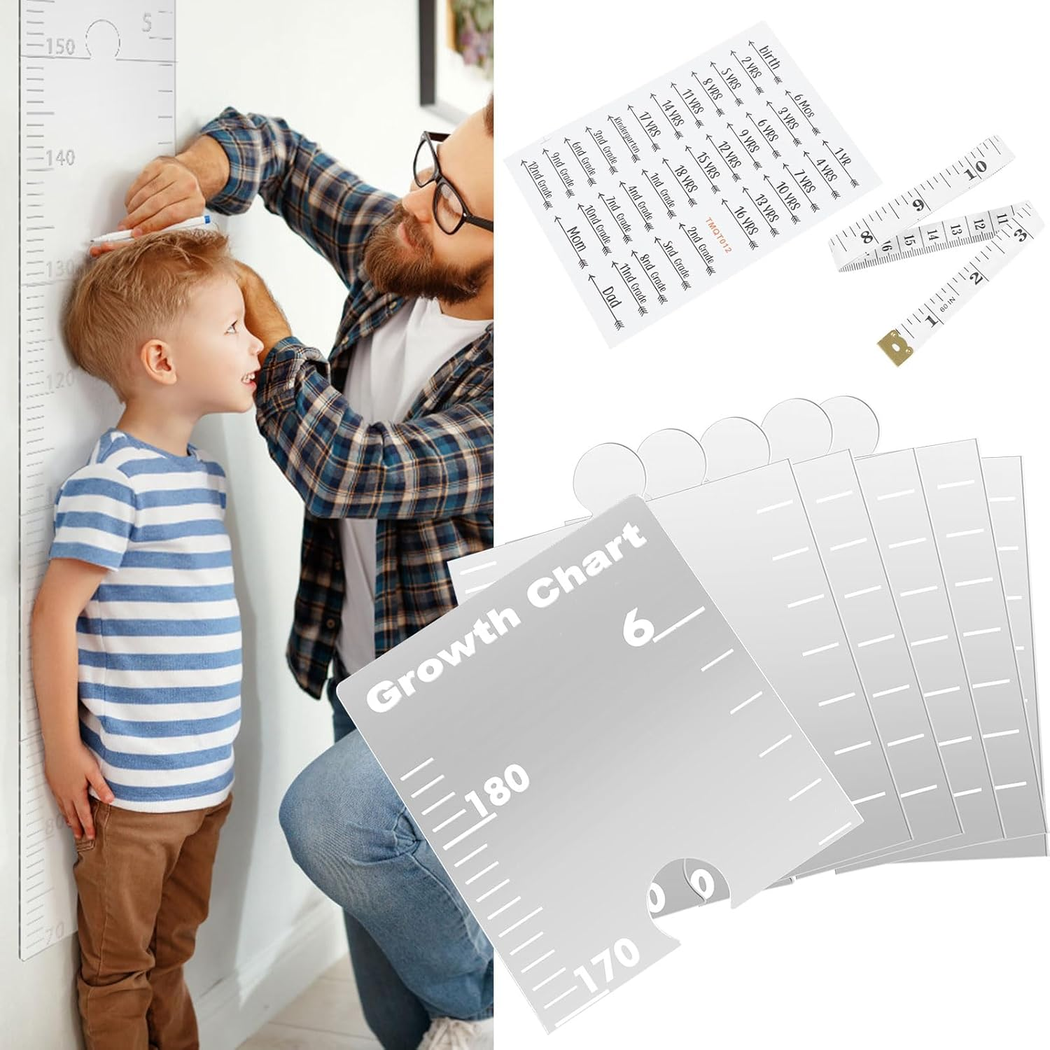 Fwqofvk 3 in 1 Acrylic Mirror Growth Chart for Kids, Decorative Wall Growth Chart Mirror, Puzzle Growth Chart Mirror, Height Measuring Puzzle Mirror for Home Nursery 25X29.5Cm image number 4