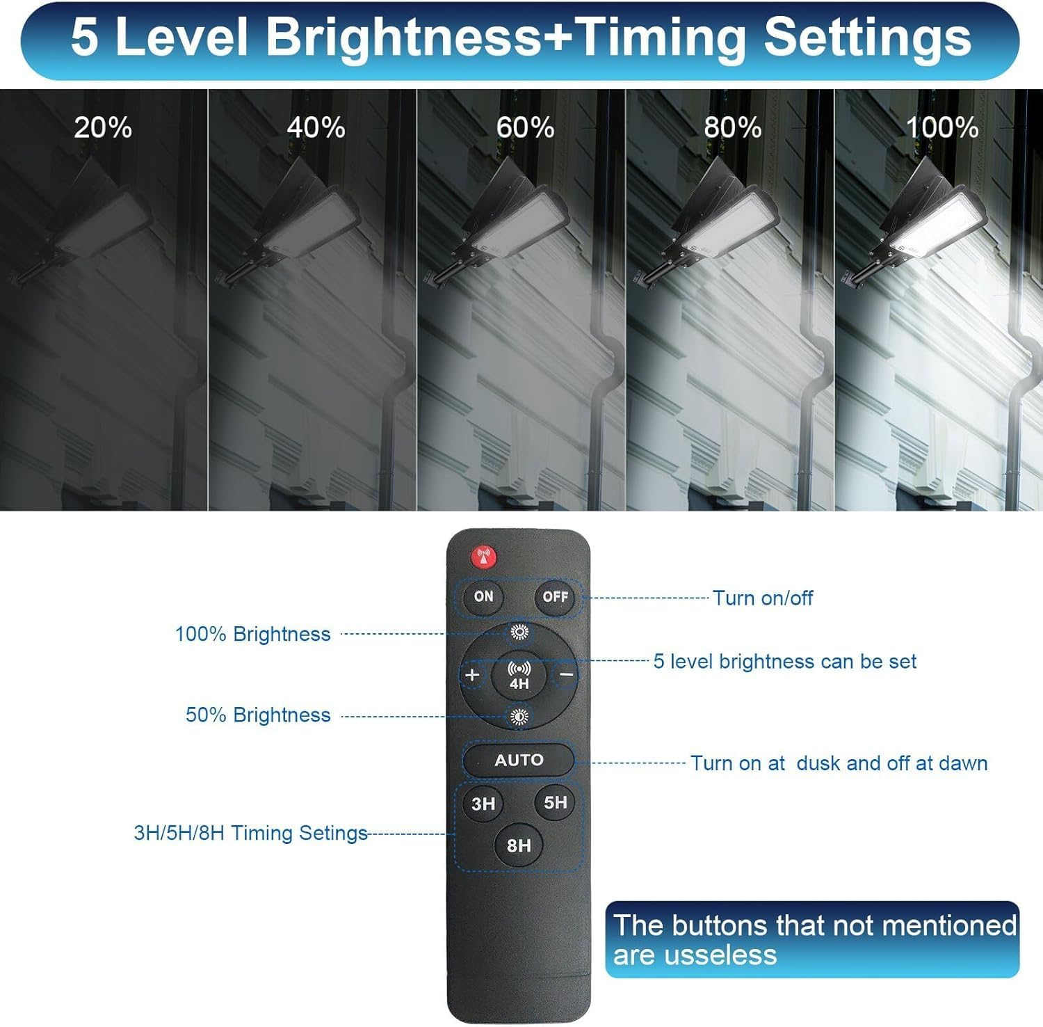 Solar Street Lights Outdoor,6500K Solar Commercial Lighting Fixture, Dusk to Dawn Lights,30000Lm Security Flood Light with Remote Control for Yard, Parking Lot, Playground IP66 Waterproof image number 6