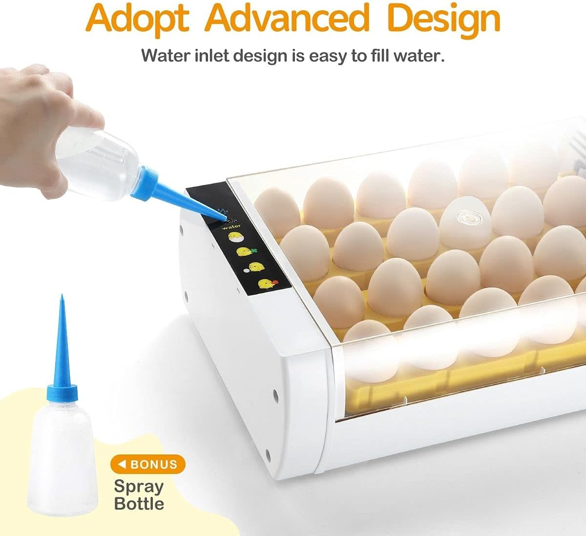 Pet Scene 24 Eggs Digital Egg Incubator Automatic Turning Home Farm Hatching Chicken Pigeon Quail Eggs with LED Candling Lamps image number 3