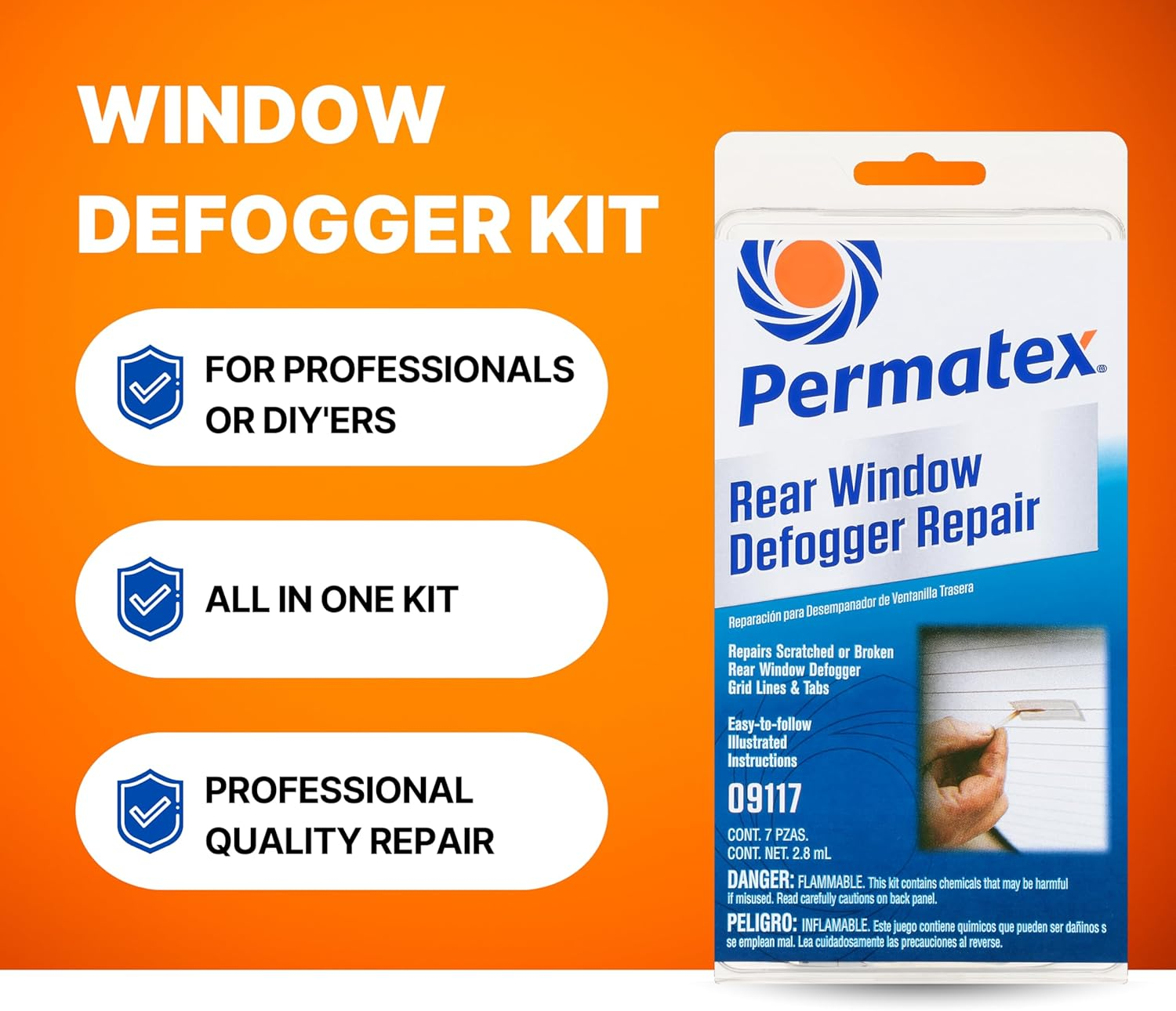 Permatex 09117 Complete Rear Window Defogger Repair Kit image number 2