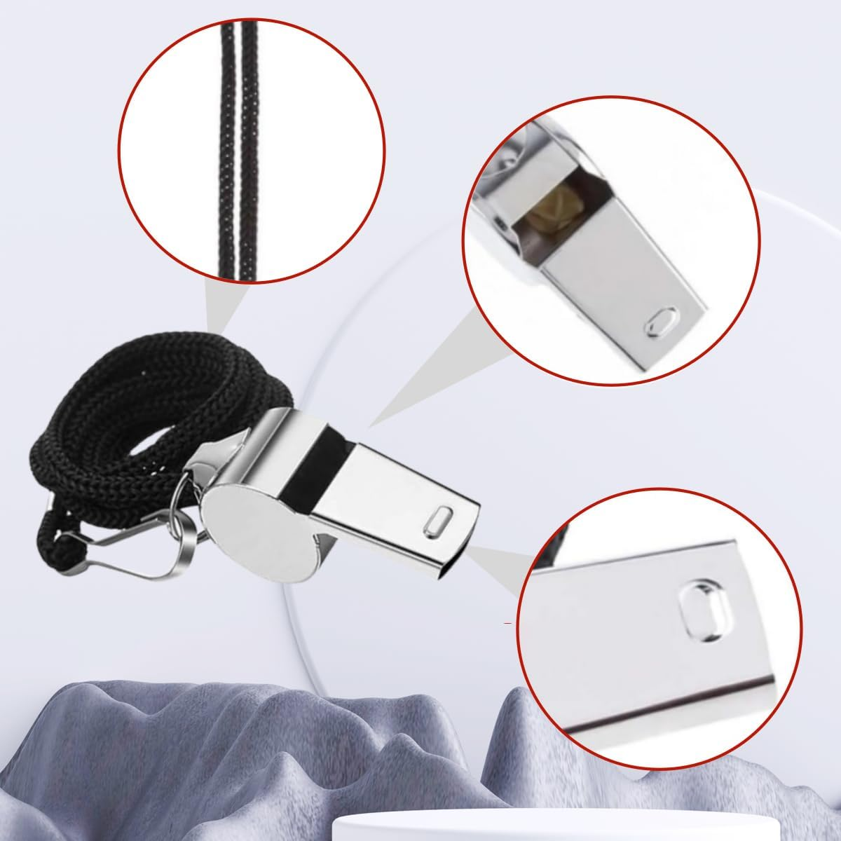 10 Pcs Stainless Steel Sports Whistles,Loud Crisp Sound,Coach Whistles Metal Whistle with Lanyard, Coaches, Teachers, Training, Outdoor Sports image number 1