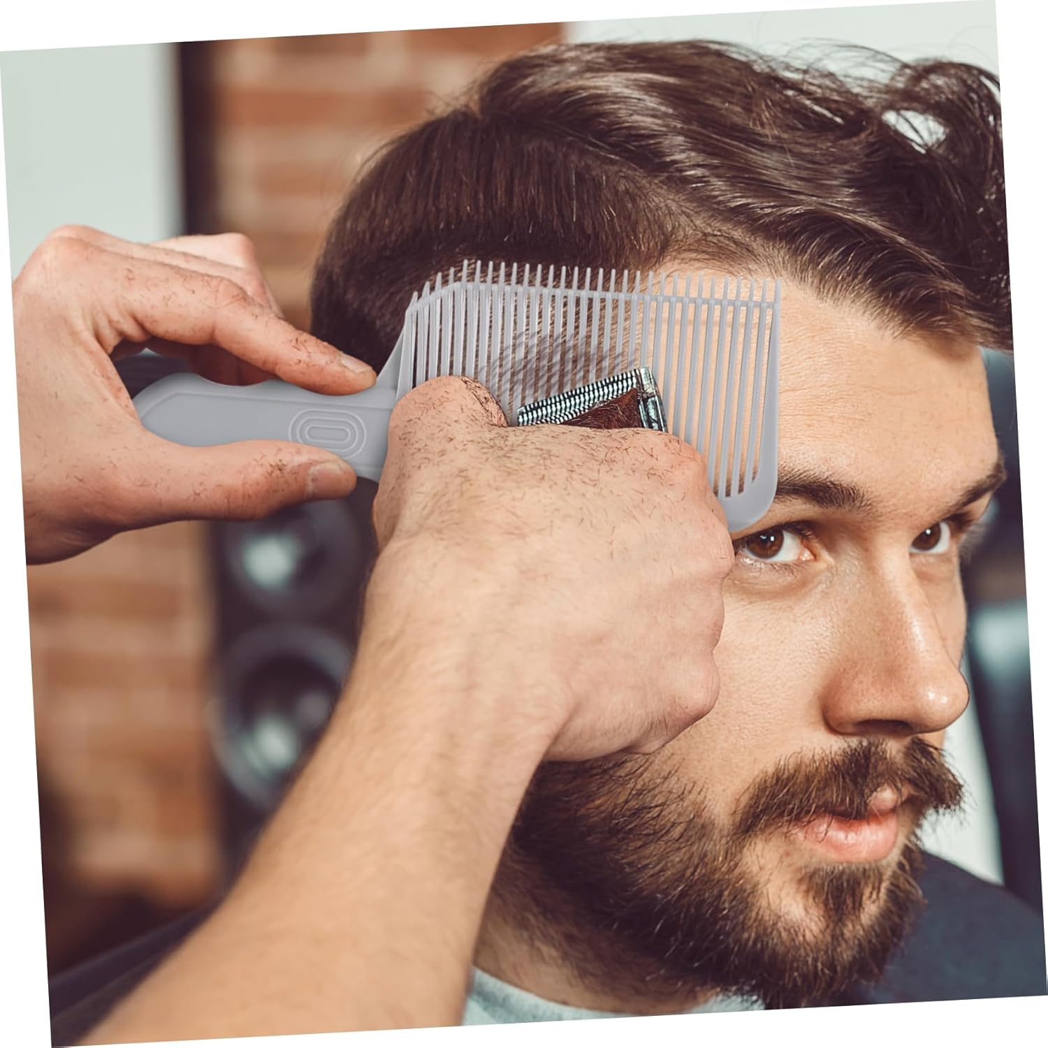 TOPPERFUN Men'S Hair Cutting Comb Professional Barber Styling Comb for Fades Blending and Flat Tops Ergonomic Design for Comfortable to Hold and Precision Cutting image number 5