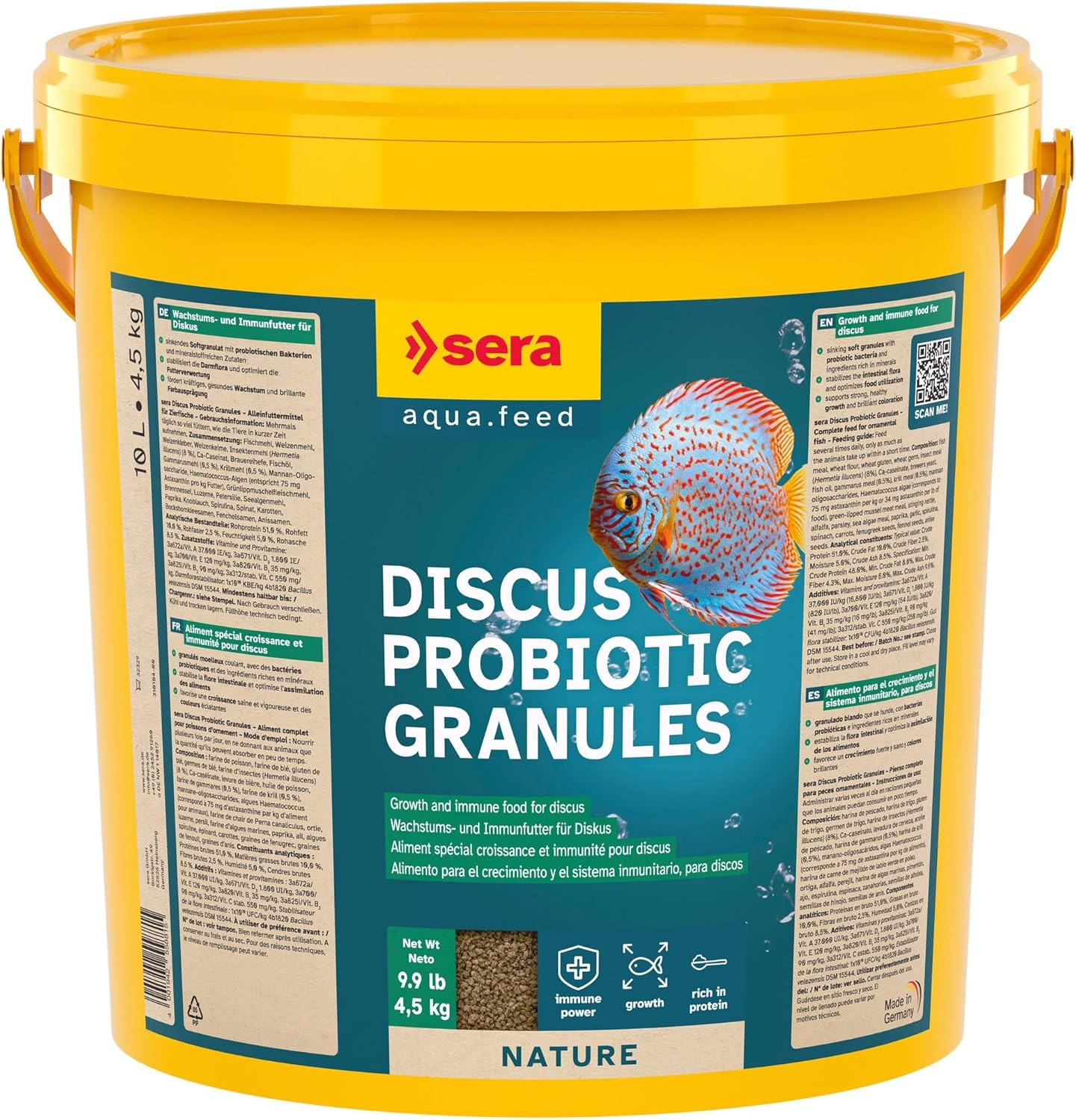 Sera Discus Probiotic Granules, Growth and Immune Staple Food, Slow-Sinking Soft Granules with Probiotic Bacteria, for Freshwater Aquariums, 250Ml (112G) image number 2
