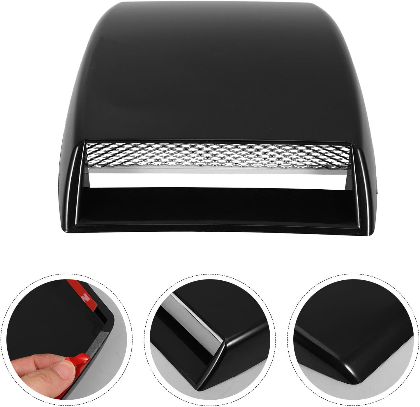 SOLUSTRE Car Hood Scoop Air Flow Intake Vent Cover Black Easy Adhesive Installation No Drilling Required Decorative Diy Accessory for Cars image number 6