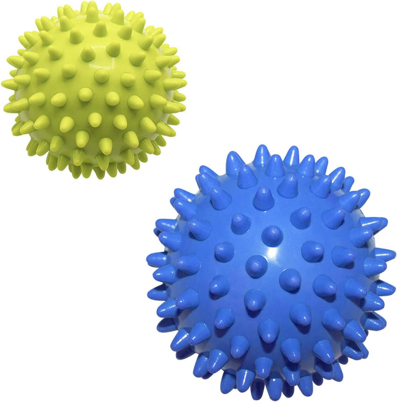 Limcryspp 2 Spiky Massage Balls Trigger Point Massager Therapy Balls for Muscle Recovery Myofascial Release Pain Relief Plantar Fasciitis Relief Ball All over Body Trigger Point Therapy (Green, Blue)