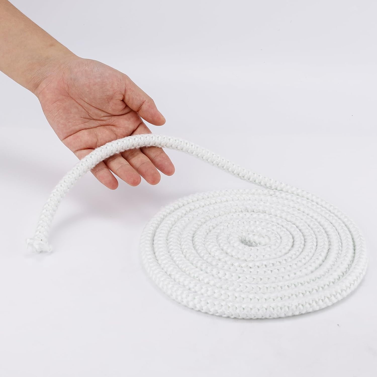 Fireplace Seal Rope, 0.39Inx9.84Ft Graphite Impregnated Fiberglass Rope Seal Gasket Replacement Wood Stove Door Gasket for Fireplaces Stoves Wood Burning (White) image number 6