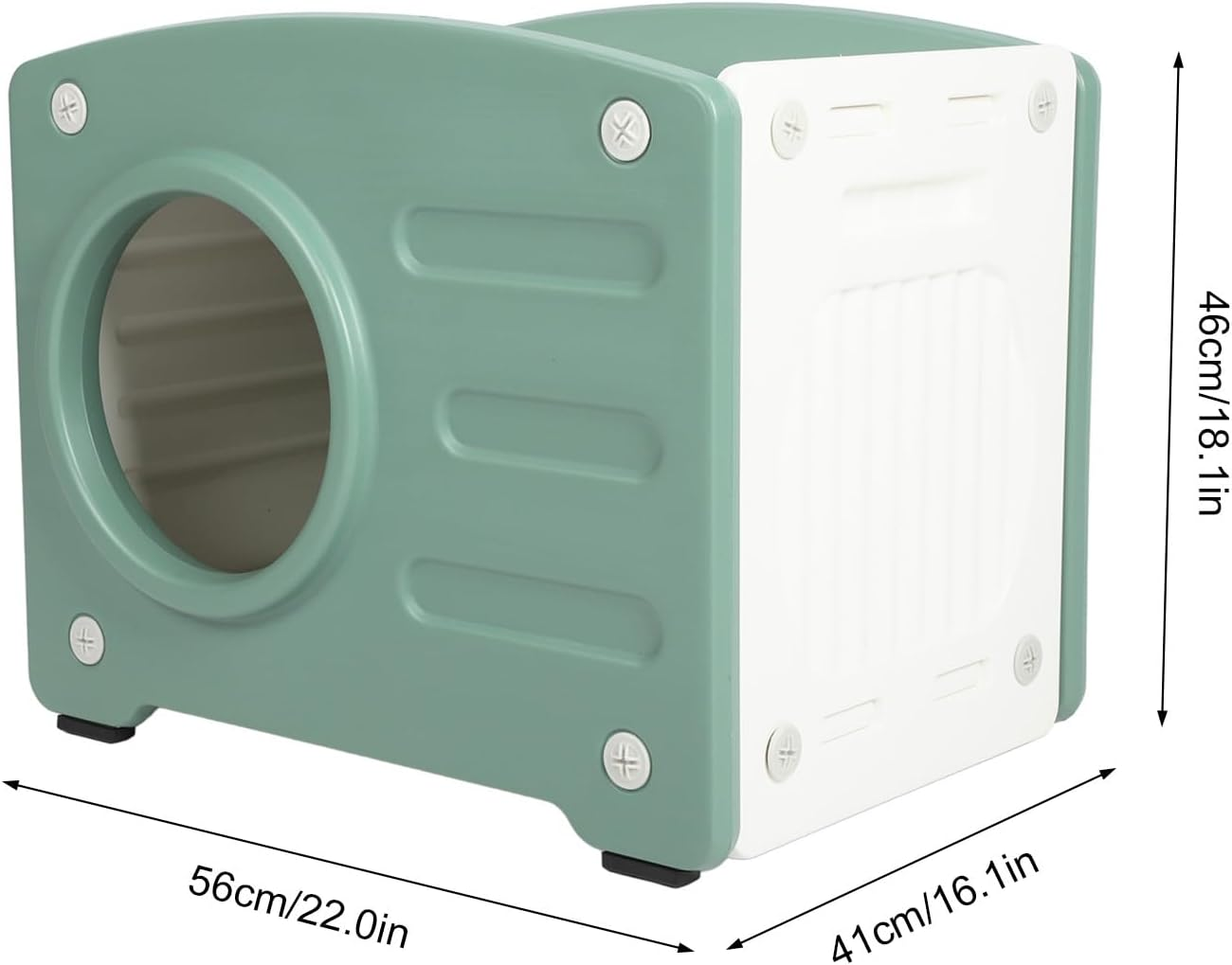 Outdoor Cat House, Rainproof Weatherproof Enclosed Feral Cat Shelter for Four Seasons, Large Space Plastic Multipurpose Indoor Pet House with 3 Vents for Small Dogs Cats (Green) image number 3