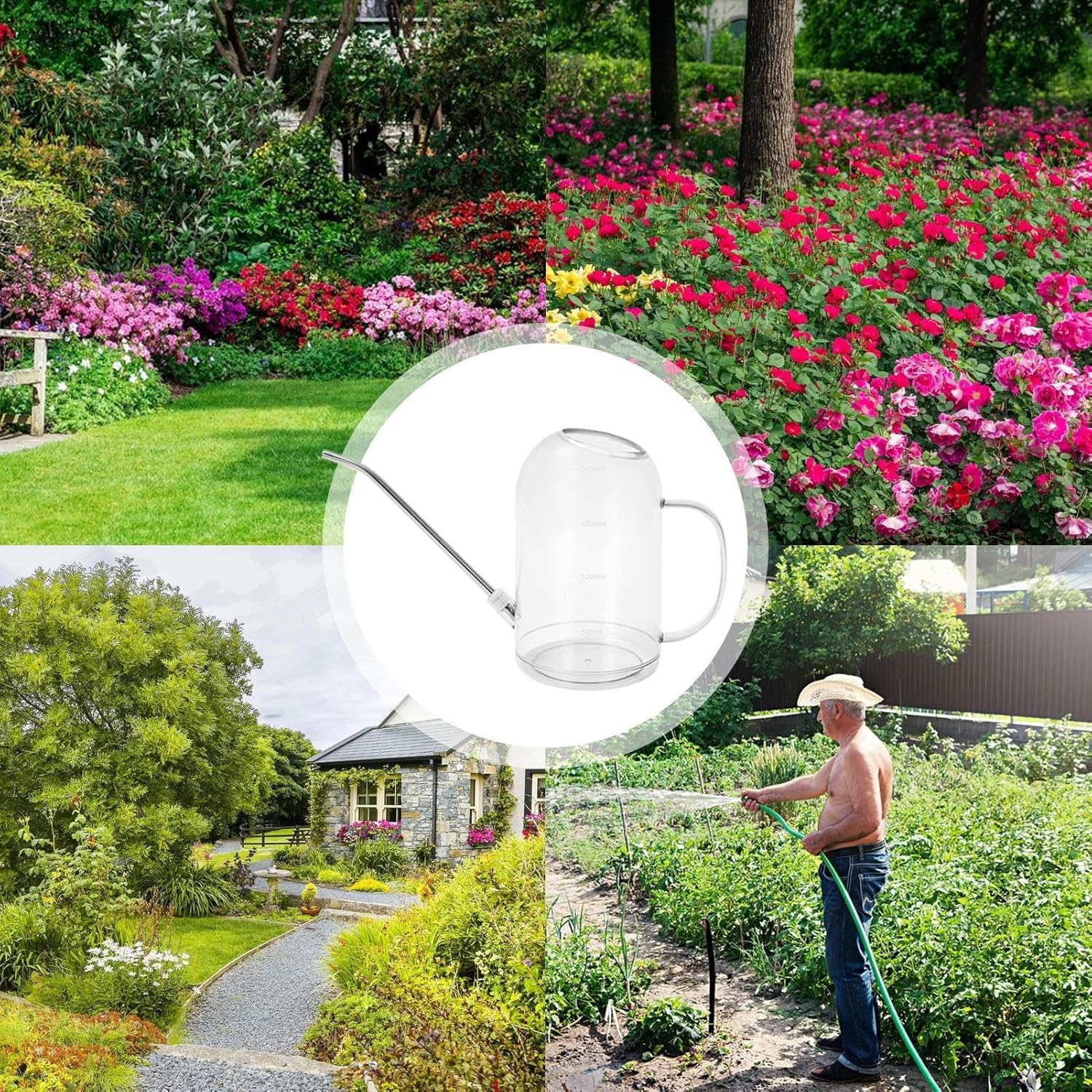 Flower Watering Can, 2L Long Spout Plant Watering Can, Home Garden Accessories for inside Yard Gardening Patio Porch Garden Lawn Landscaping House Outdoor image number 4