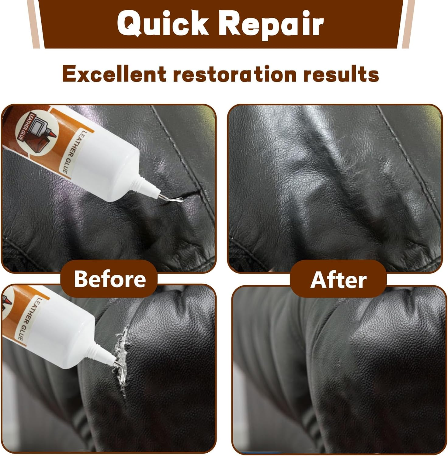 WAN2TLK 120Ml Leather Glue Adhesive, Professional Adhesive for Purses, Permanent Strong Leather Car Seat Glue for Sofas, Purses, Leather Bonding image number 4