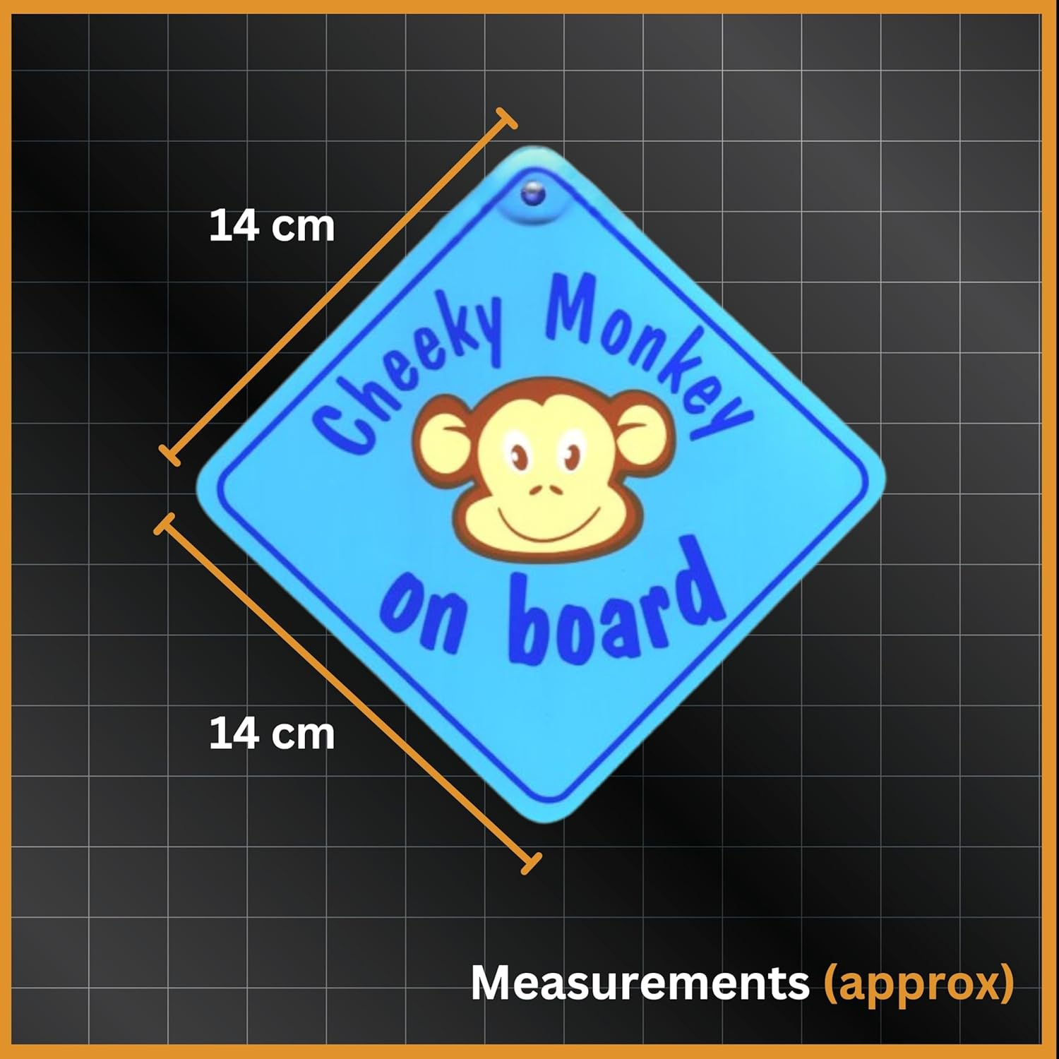 Blue Cheeky Monkey on Board Car Sign | Twin Pack | Baby on Board Sign for Car | 5.5" X 5.5" with Suction Cup | Baby Car Sticker | Fun Baby on Board Badge for Kids Safety image number 5