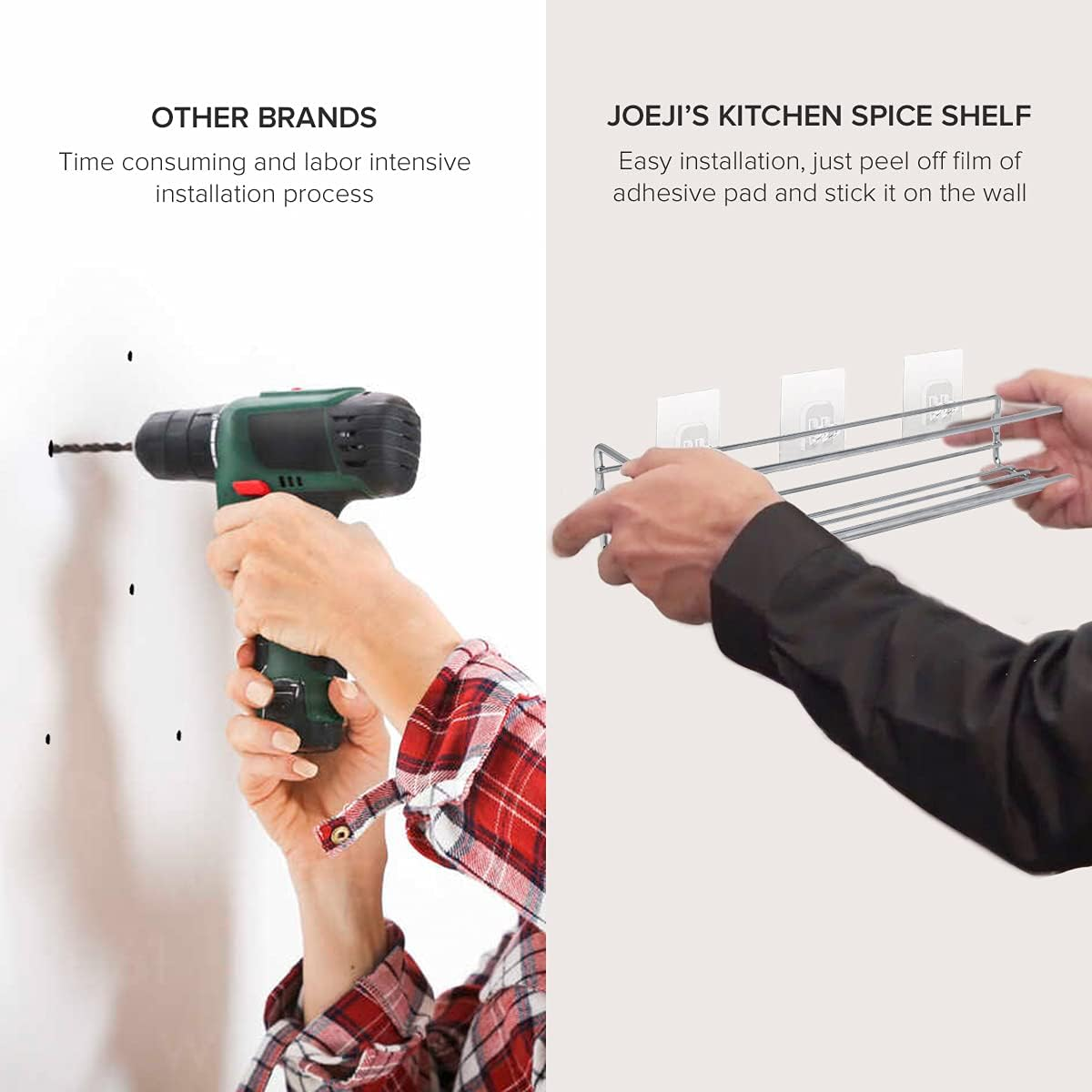 Joeji'S Kitchen 4-Tier Silver Spice Rack Organiser Wall Hanging Spice Shelf Herb Rack Seasoning Organiser - Spice Rack for Spices, Condiments, Cooking Tools image number 5