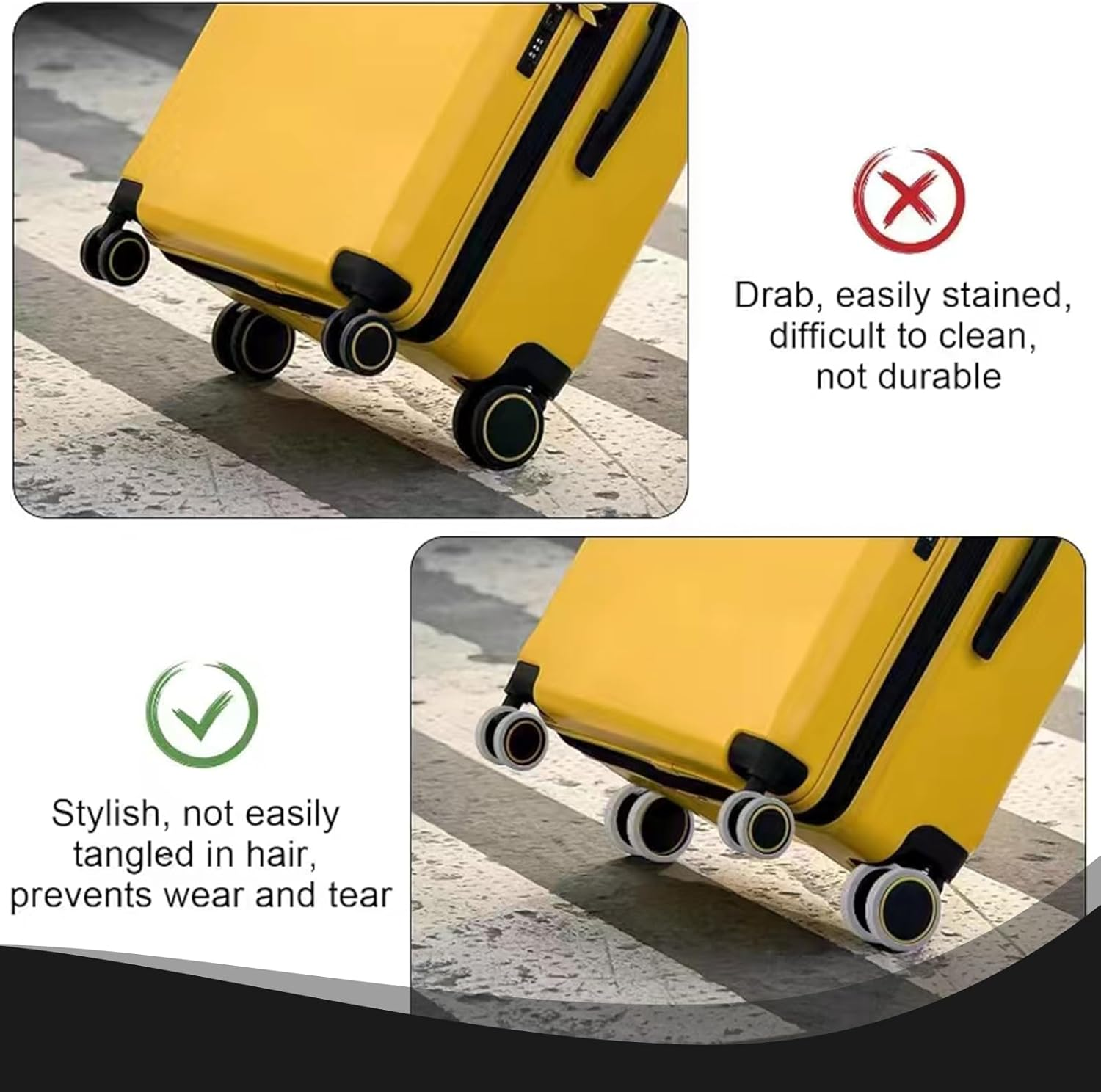 LDBKLGHJ Suitcase Protective Cover, Suitcase Wheel Covers, Pack of 16 Suitcase Wheel Covers for Noise Reduction, Hand Luggage Wheel Cover for Most Spinner Wheels