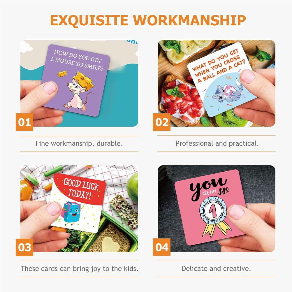 Cabilock Lunch Box Cards Lunchbox Notes: 60Pcs Cartoon Joke Cards for Kids Fun Inspirational Motivational with Reward Stickers for Parties Schools