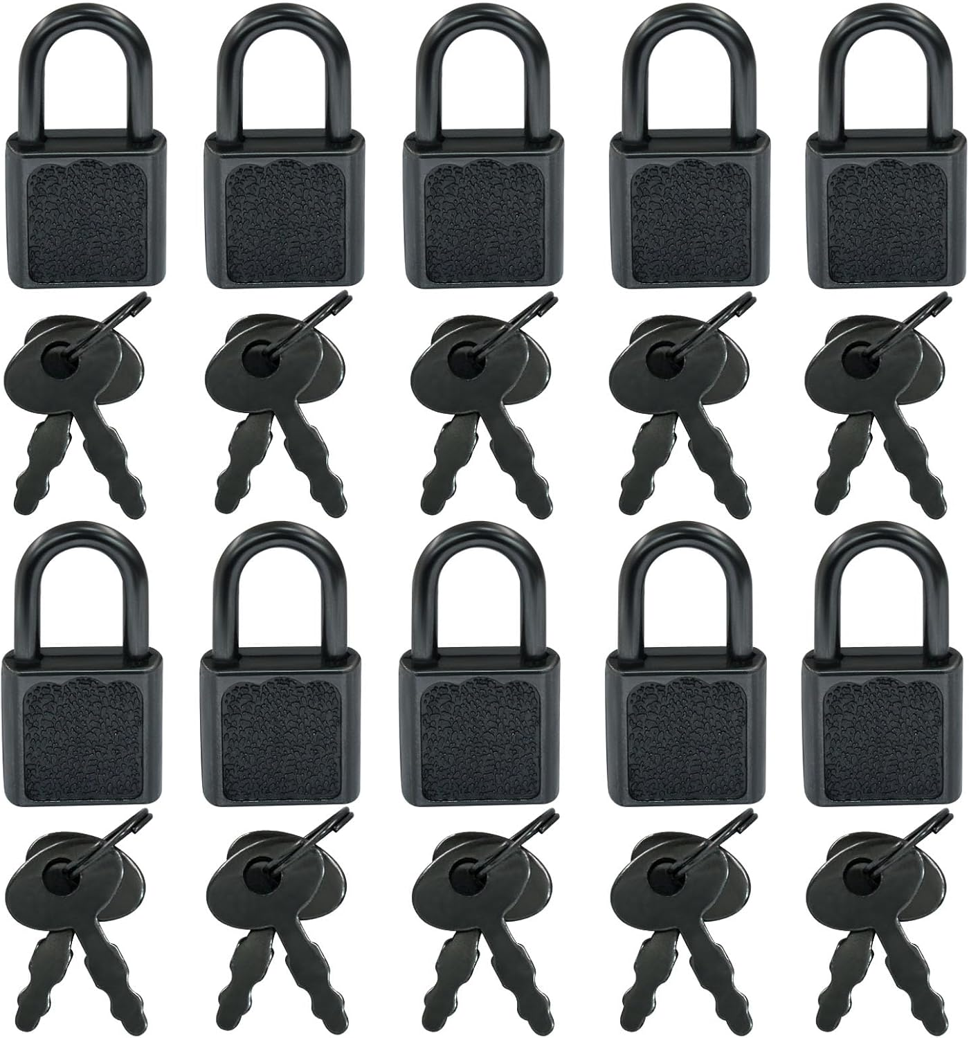 Litoexpe 10 Pcs Mini Cute Diary Padlock Tiny Small Luggage Locks with Keys, Small Metal Padlock Solid Luggage for Jewelry Boxes Decor (Black)