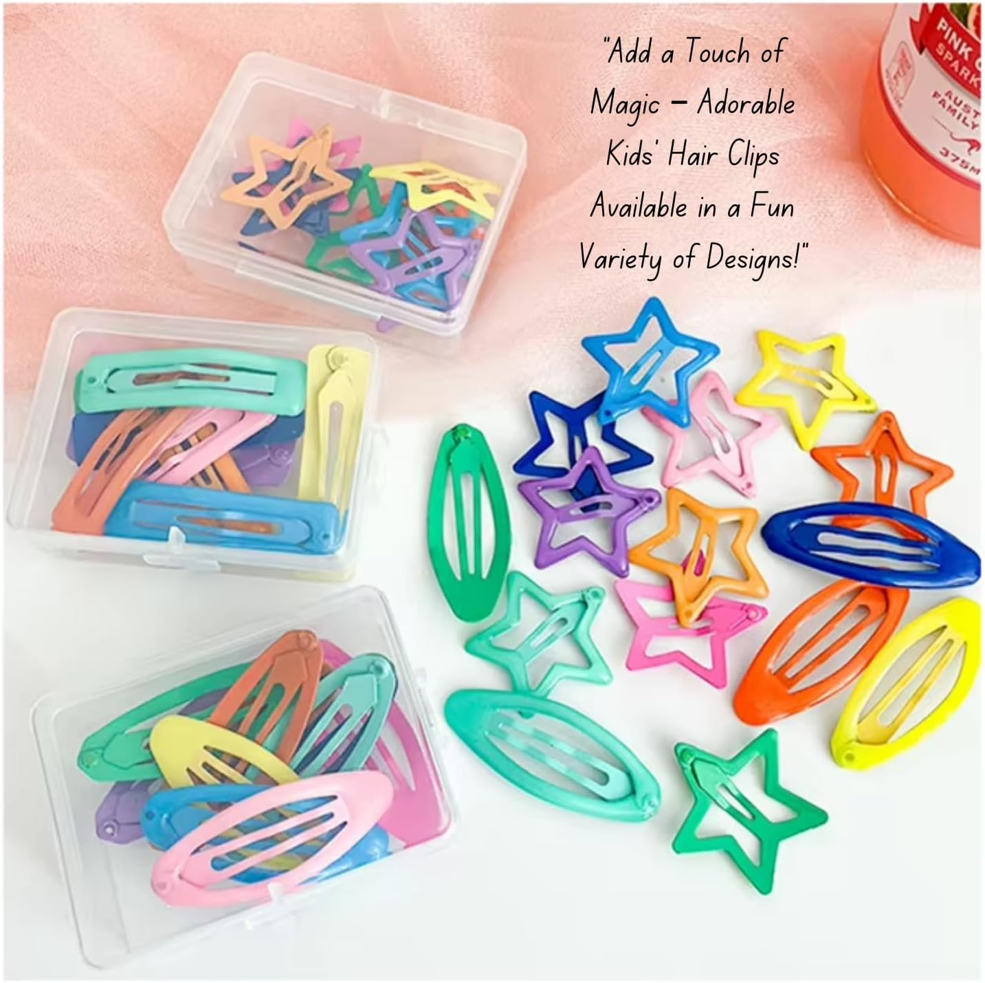 Colourful Luminous Hair Clips for Girls - 10 Pieces Hair Clips Set in Star, Rectangle and Heart Shapes, Glow in the Dark, Pentagram Design, Hair Clips and Hair Accessories (Water Drops) image number 5