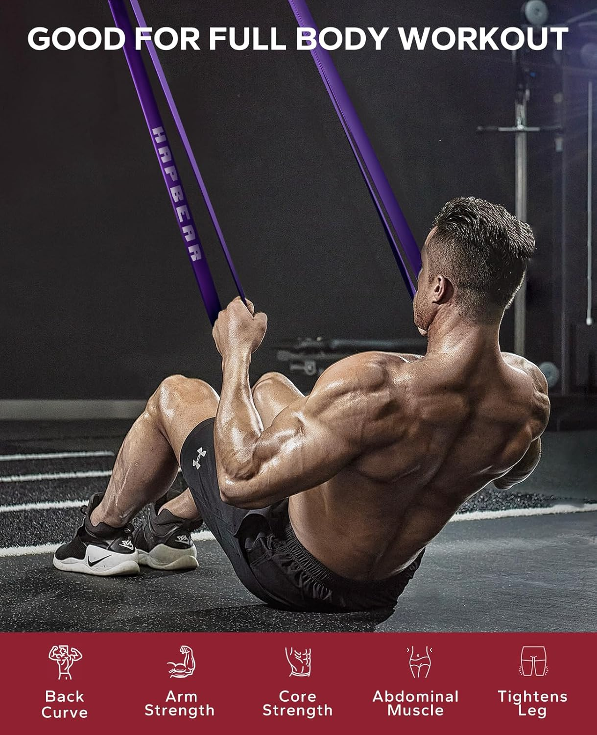 HAPBEAR Pull up Resistance Bands for Men and Women - 5 Different Levels, Heavy Duty, Long, Pull up Assist Bands Set for Build Fit Power & Muscle (5-250LBS) image number 4