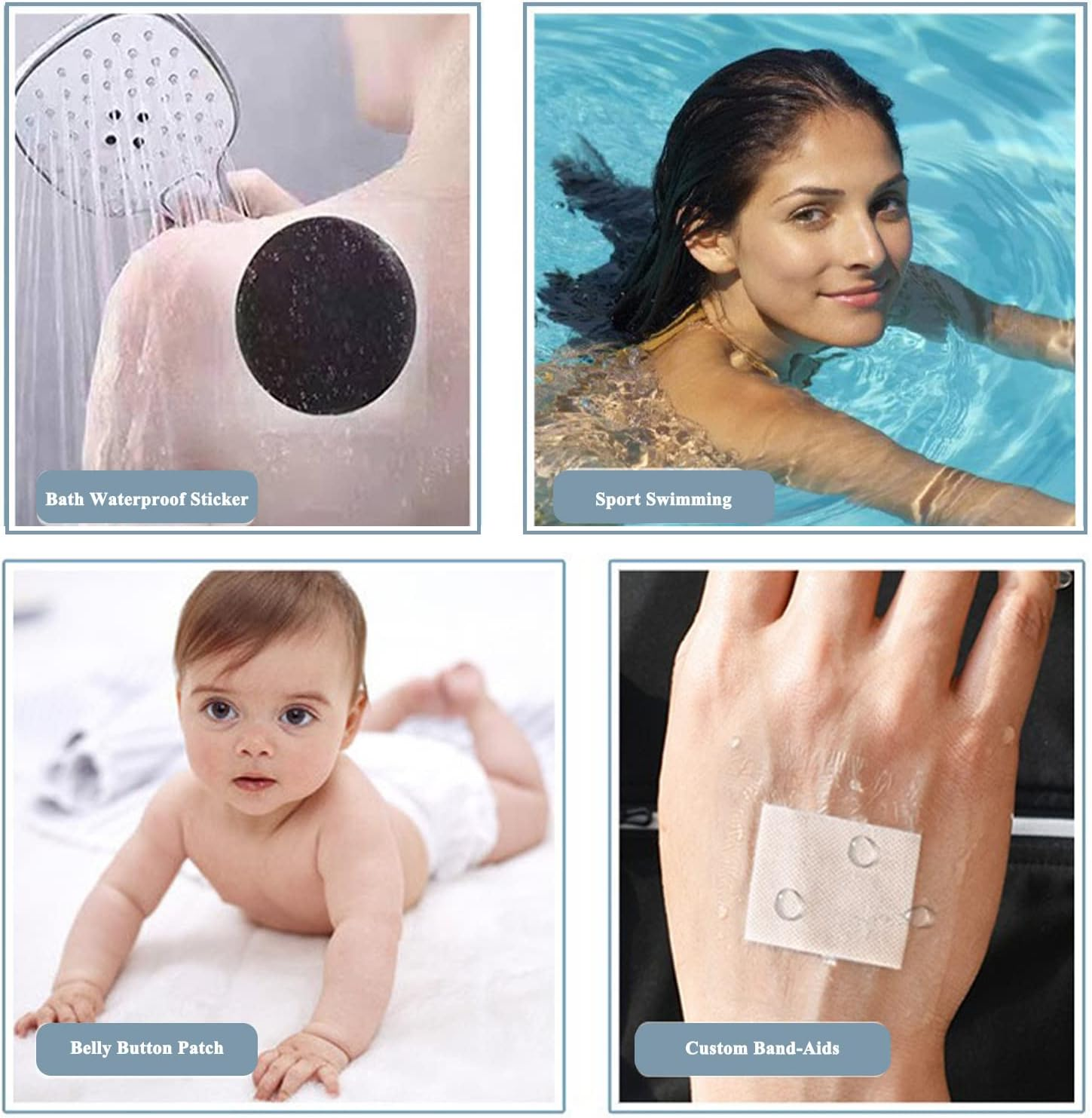 Upgraded Baby Shower Ear Stickers - 100PCS Newborn Waterproof Ear Cap with Thickened Absorbent Cotton Disposable Ear Covers Ear Protection for Shower Bathing Swimming Surfing Water Sports - Ear Protector, Transparency (7 X 9Cm for Adult)