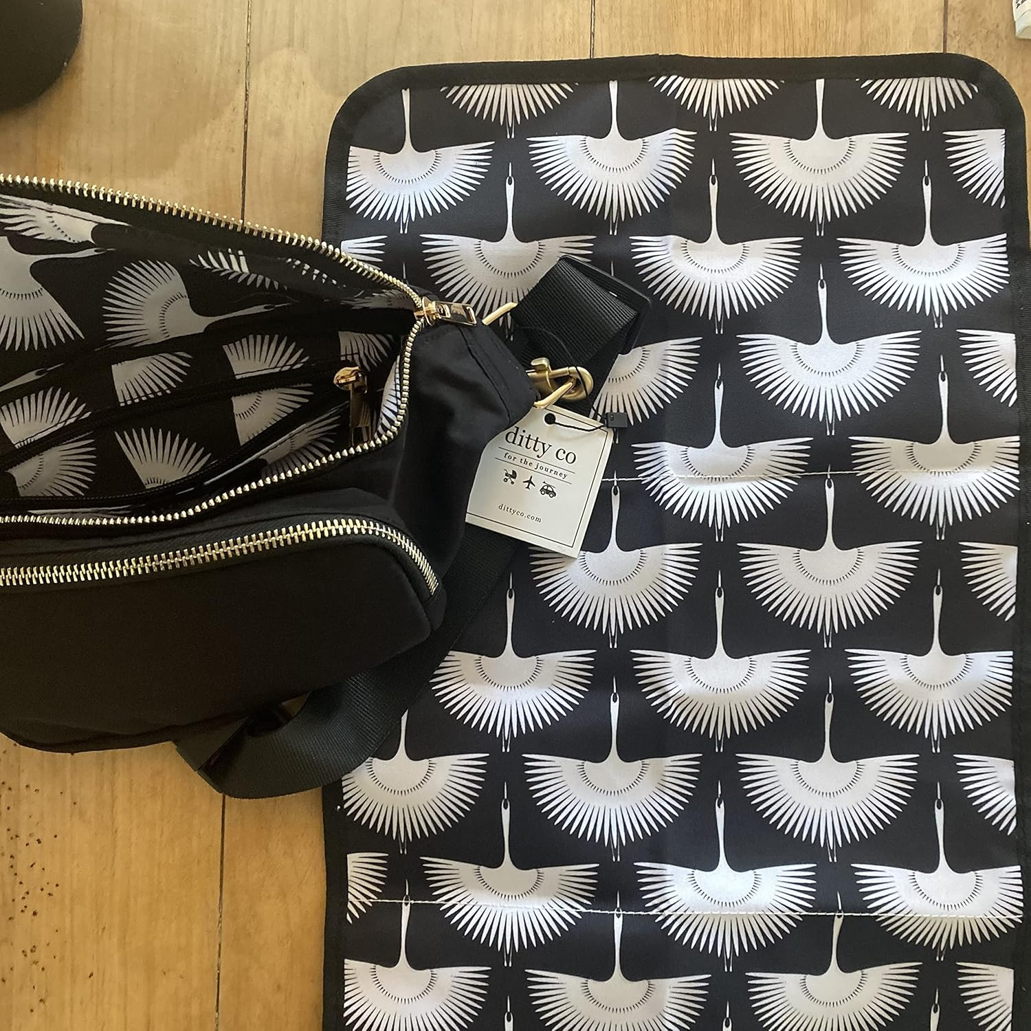 Ditty Co. Small Diaper Bag - Portable Changing Pad - Crossbody Bags for Women - Baby Wipe Holder - Baby Travel Essentials