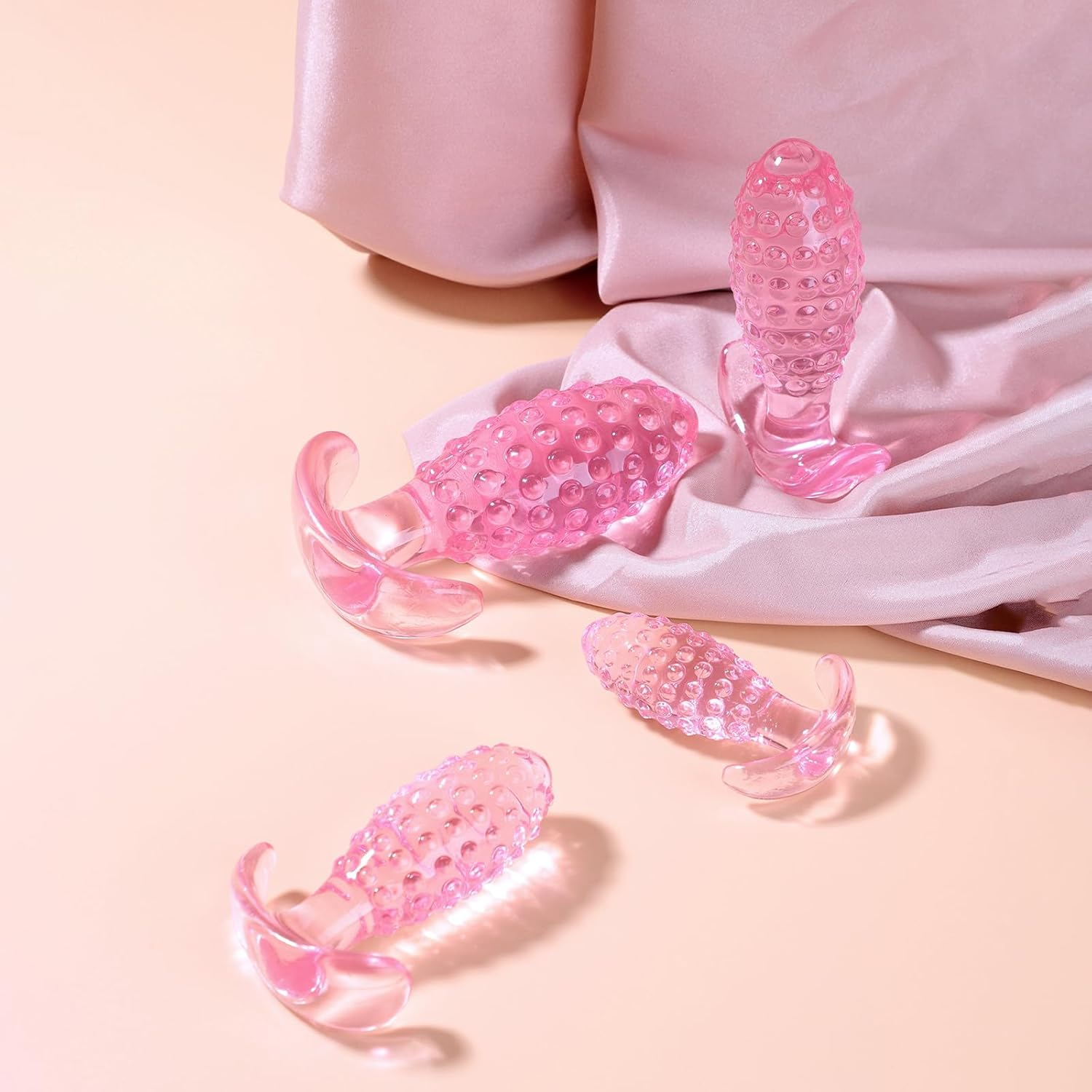 4PCS Pineapple Anal Plugs Anal Training Set Anus Dilator Kit Pink Buttplug Prostate Male Butt Plug with Handle Analtoy Plug Beginner image number 4