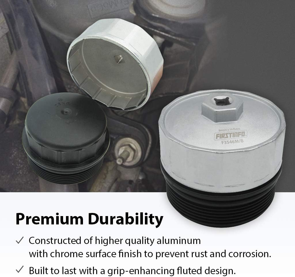 FIRSTINFO 3/8" Drive 84.4 Mm 14 Flutes Oil Filter Wrench for Mercedes-Benz Dodge & Jeep 3.0L Diesel Engines image number 5